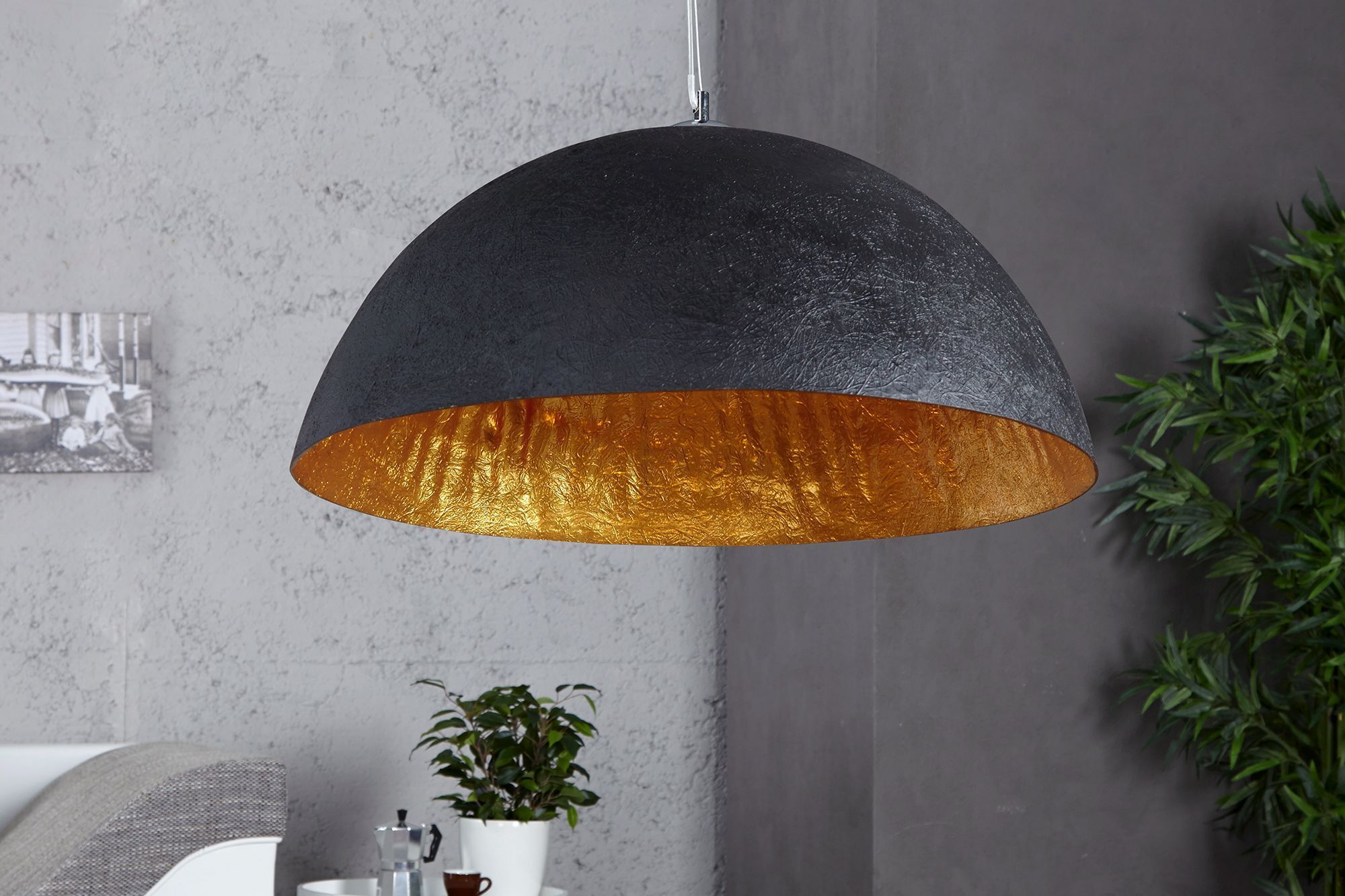 Suspension Ø50cm rond Design moderne or noir