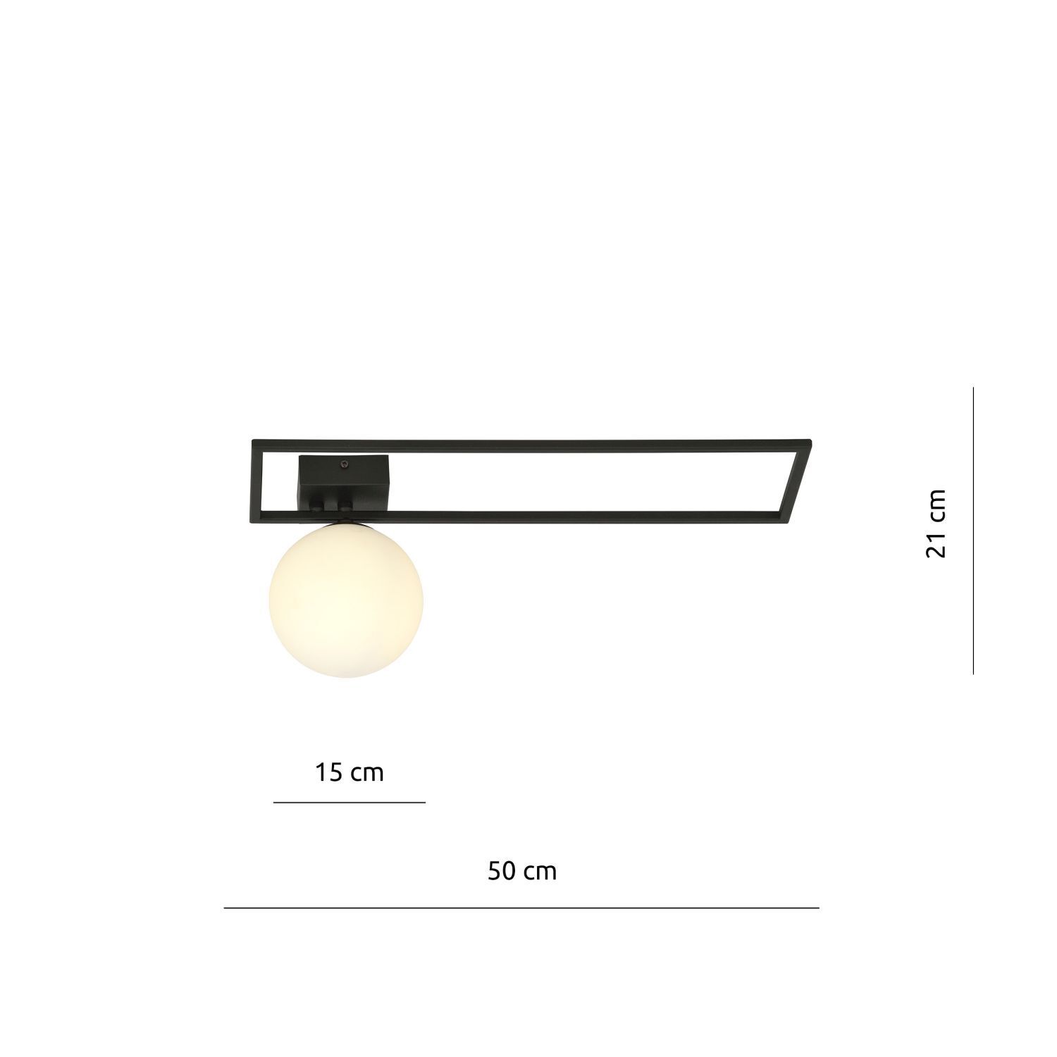 Plafonnier Métal Verre L : 50 cm Noir Blanc E14 Moderne