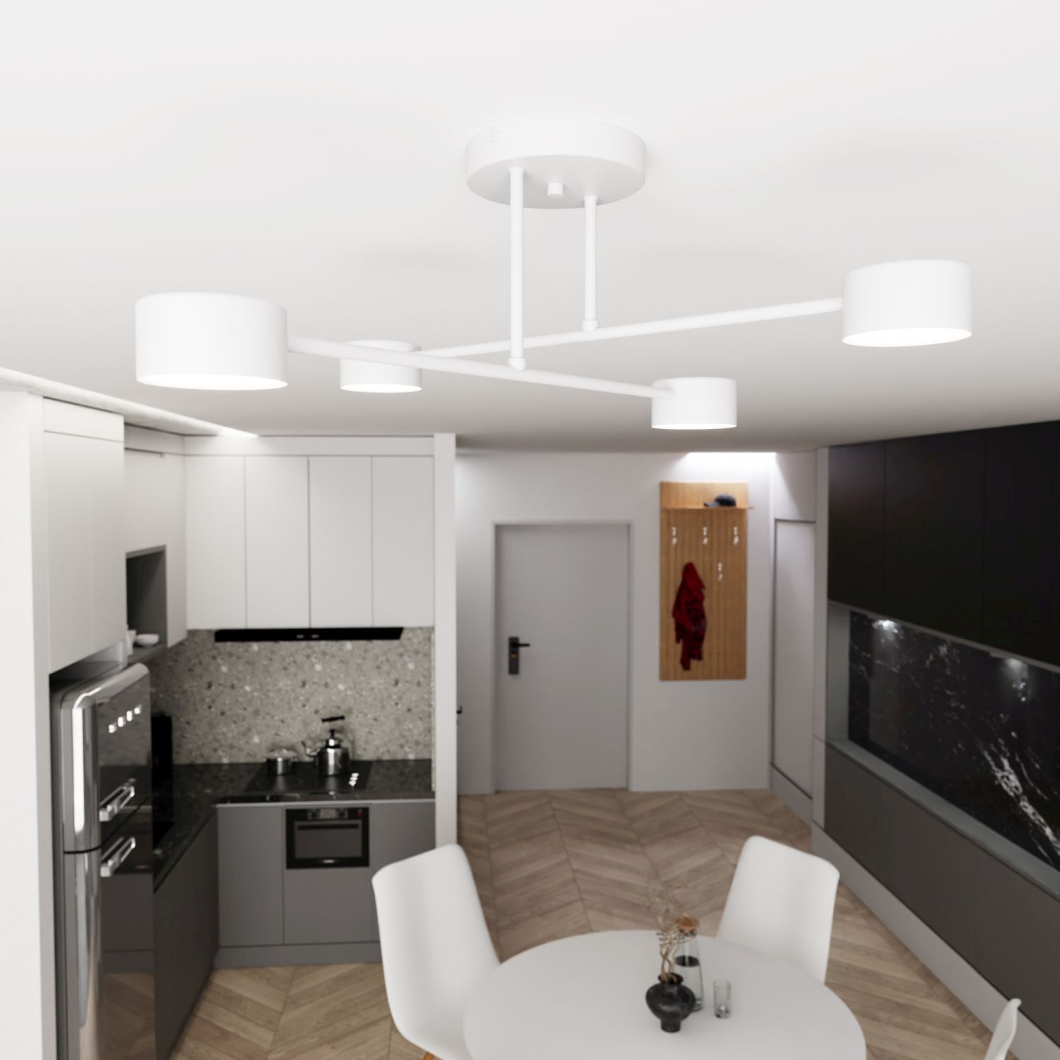 Plafonnier blanc métal GX53 4 flammes accentuées Drinnen, Innenarchitektur, Wohnzimmer, Küche, Tasse