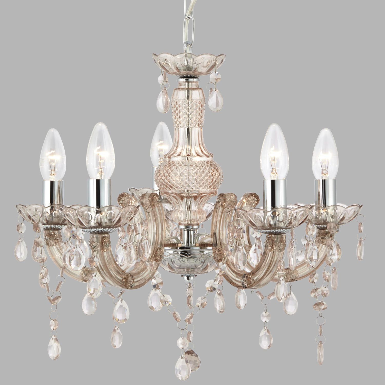 Lustre étincelant verre cristal Ø 48 cm 5x E14