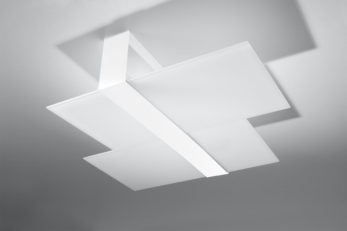 Lampe de plafond blanc verre métal plat faible éblouissement 2x E27