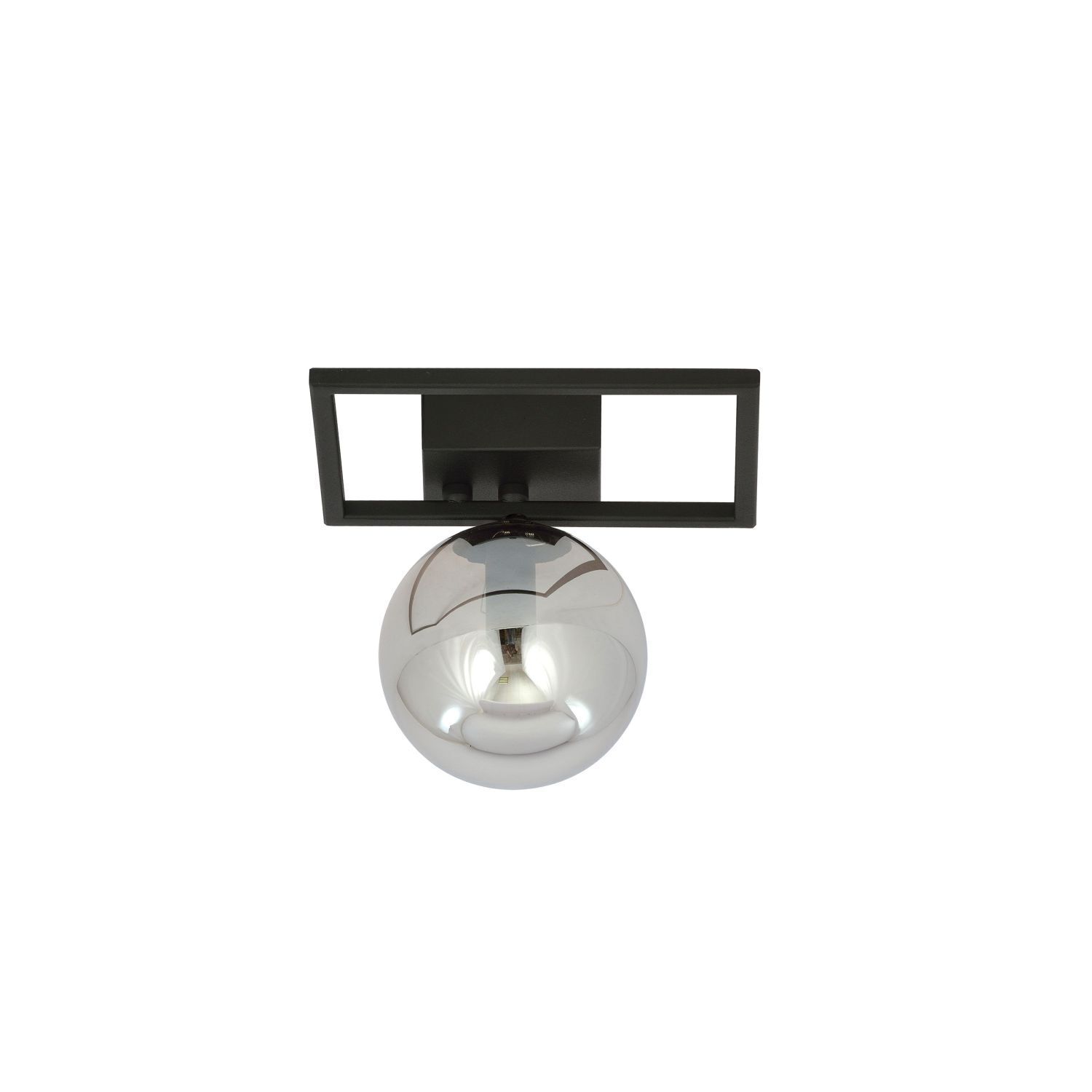 Plafonnier petit métal verre fumé L : 20 cm Abat-jour sphérique E14
