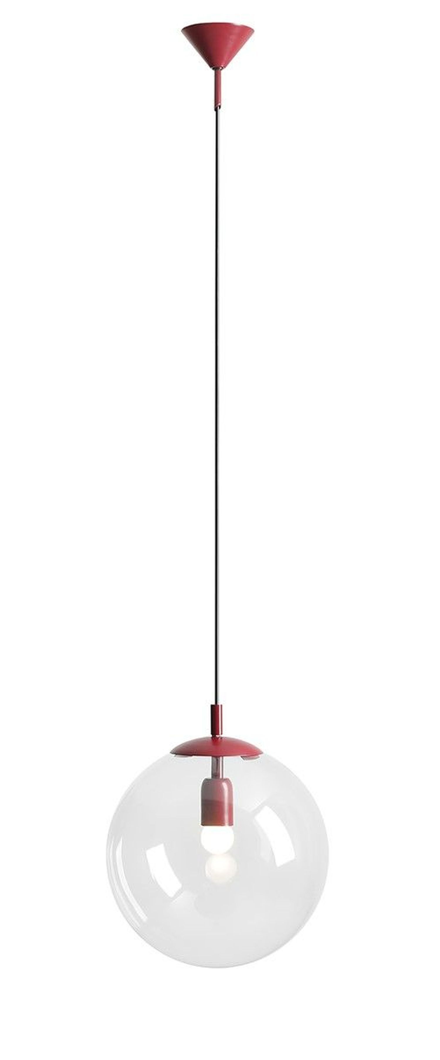 Suspension en verre rouge boule ronde Ø30 cm E27 décoratif