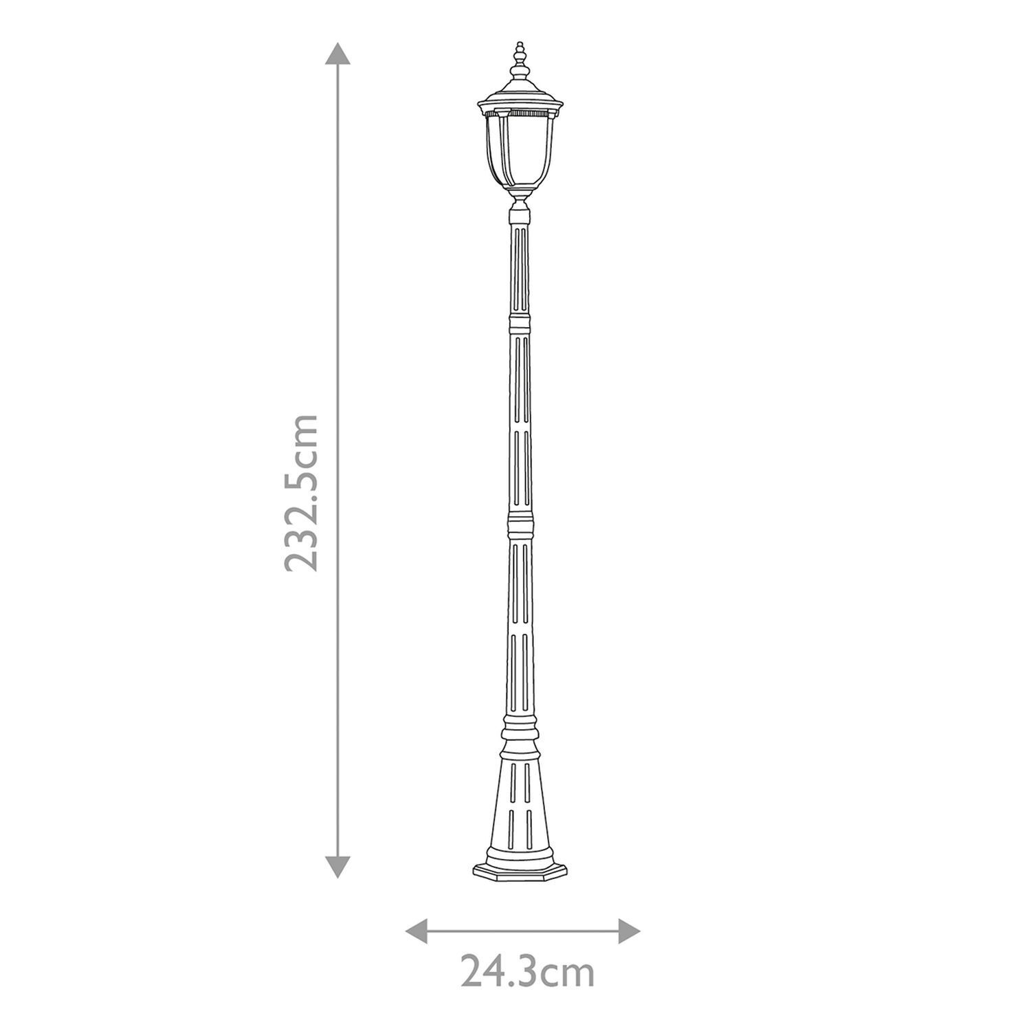 Lampe sur mât Rustique 232,5 cm de haut IP44 E27 Alu Verre