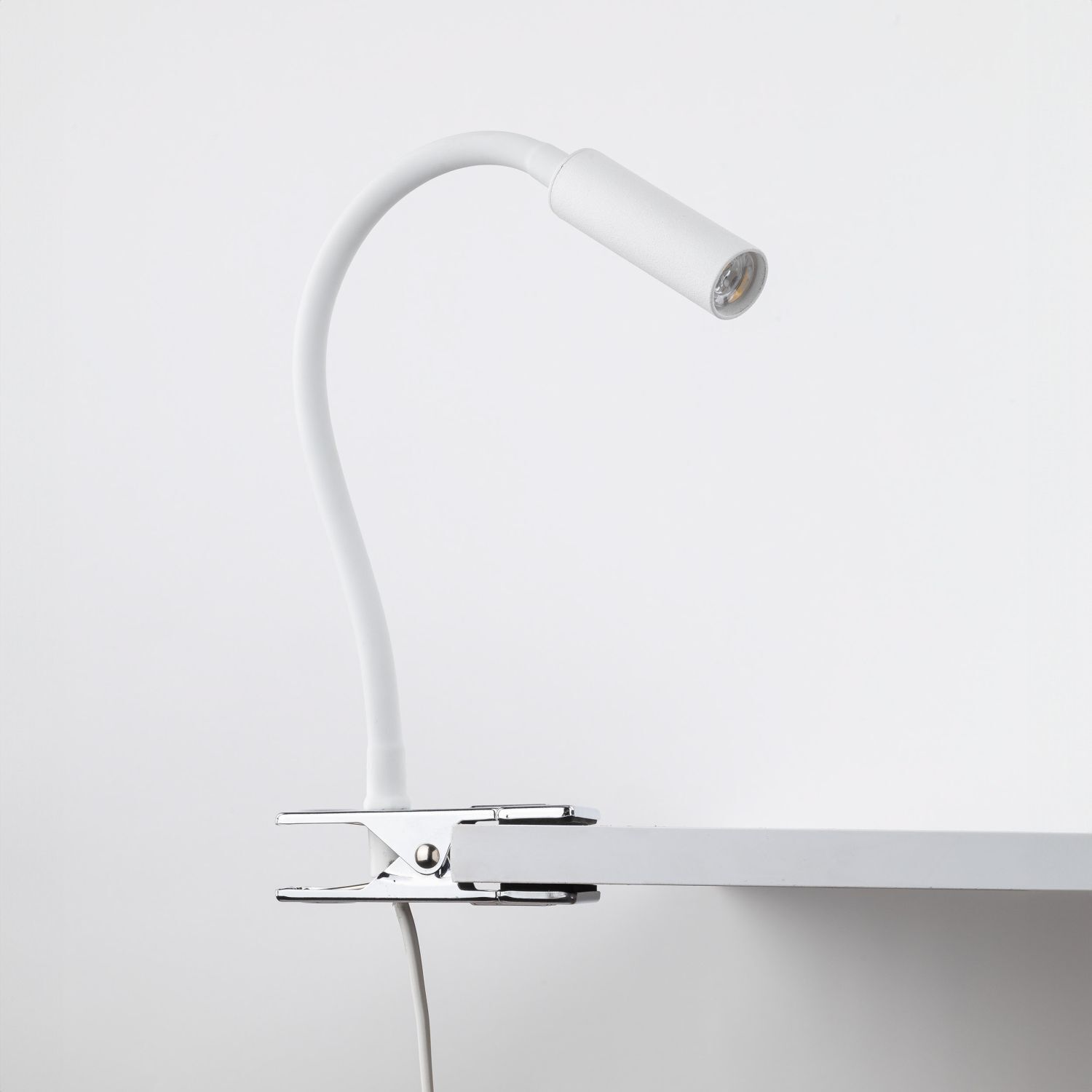 Lampe de bureau à pince Bras flexible 40 cm G9 blanc chrome Lampe