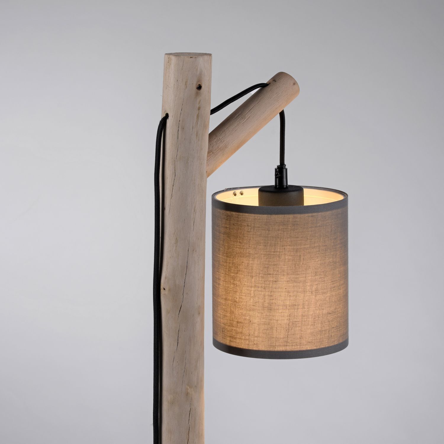 Lampe de table confortable Abat-jour en tissu Bois H:52,5 cm