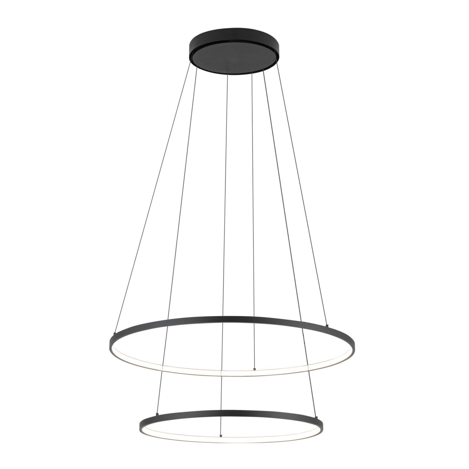 Suspension LED ronde 2 anneaux Ø 60 cm + Ø 45 cm Noir 3000 K