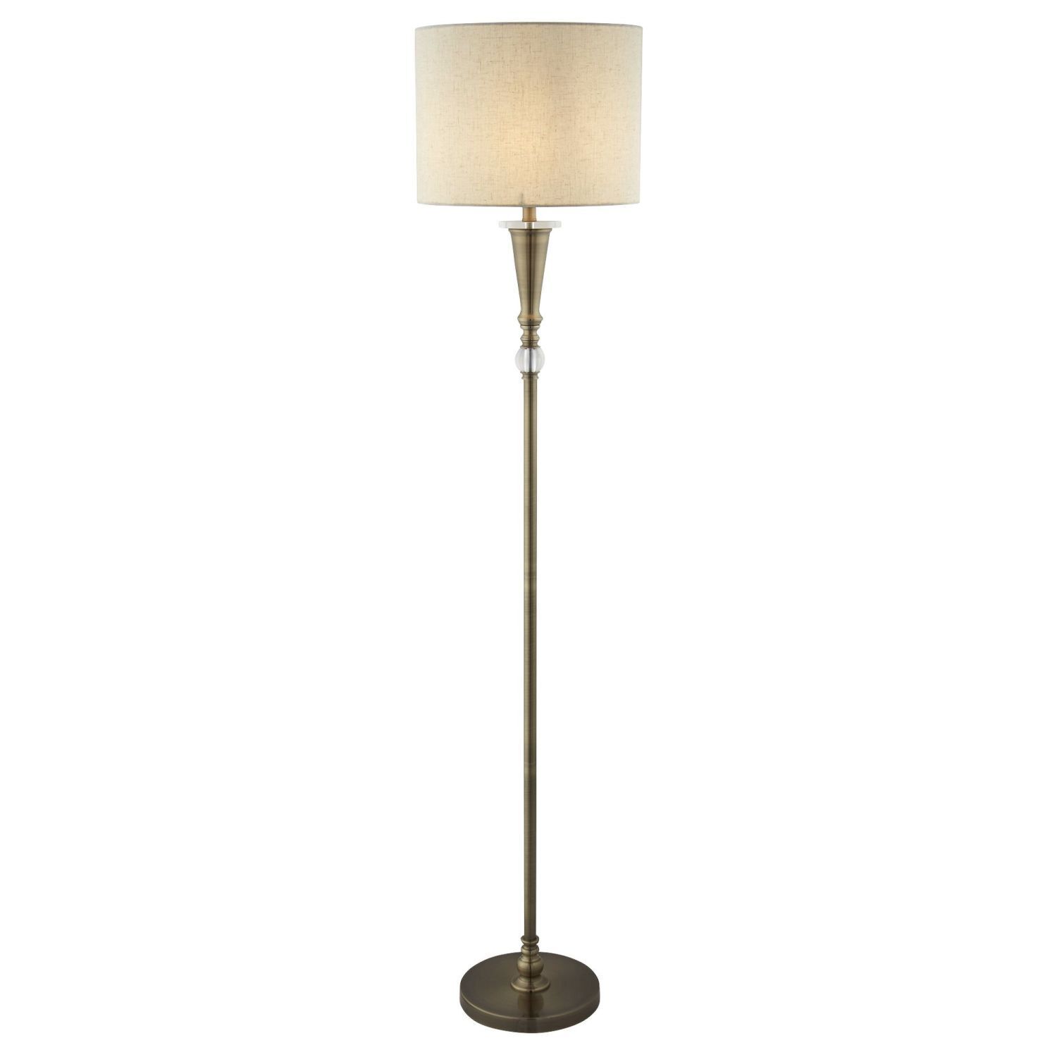 Lampadaire laiton antique naturel 165 cm E27 métal tissu