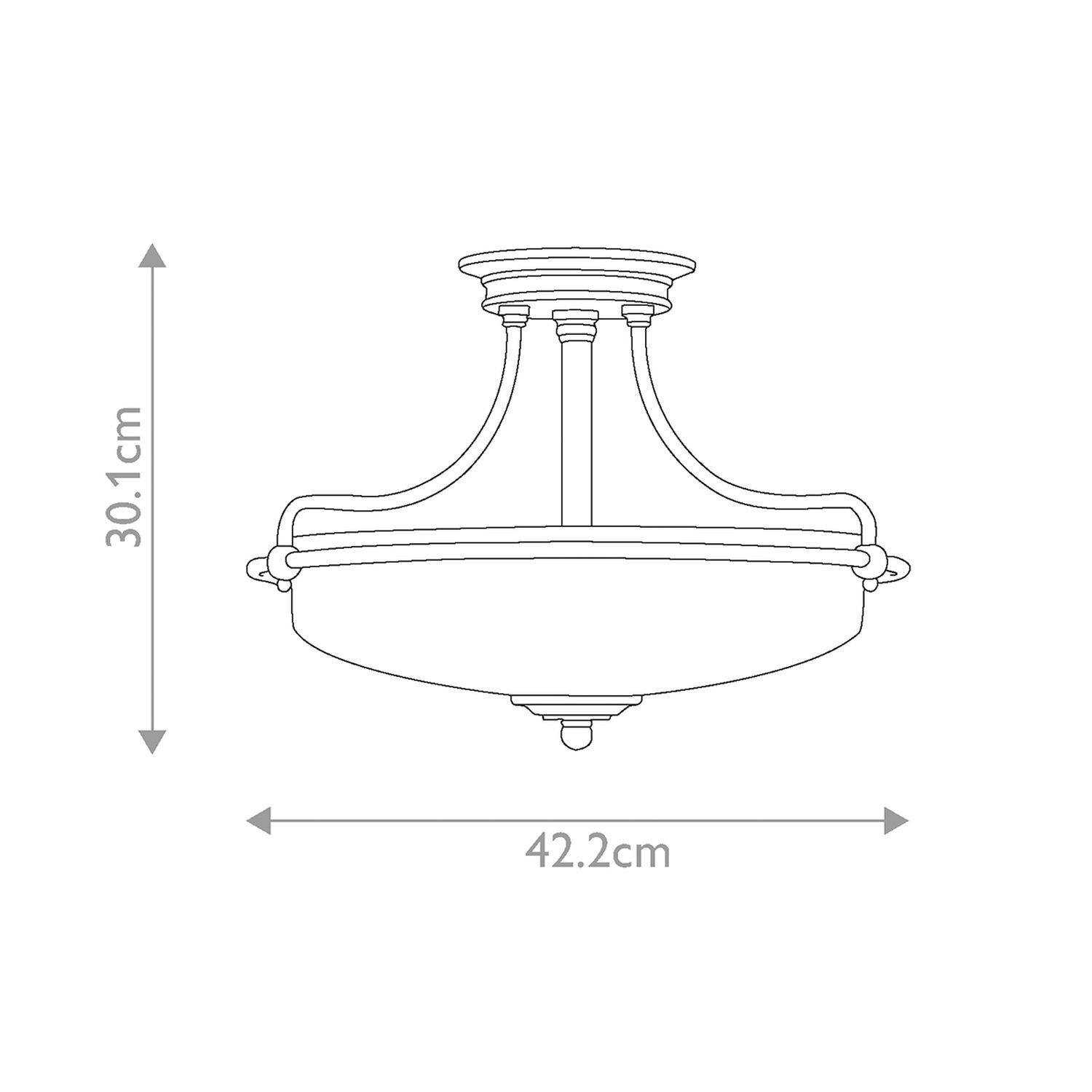 Lampe de plafonnier métal verre rond D : 42,2 cm E27 3-flamme