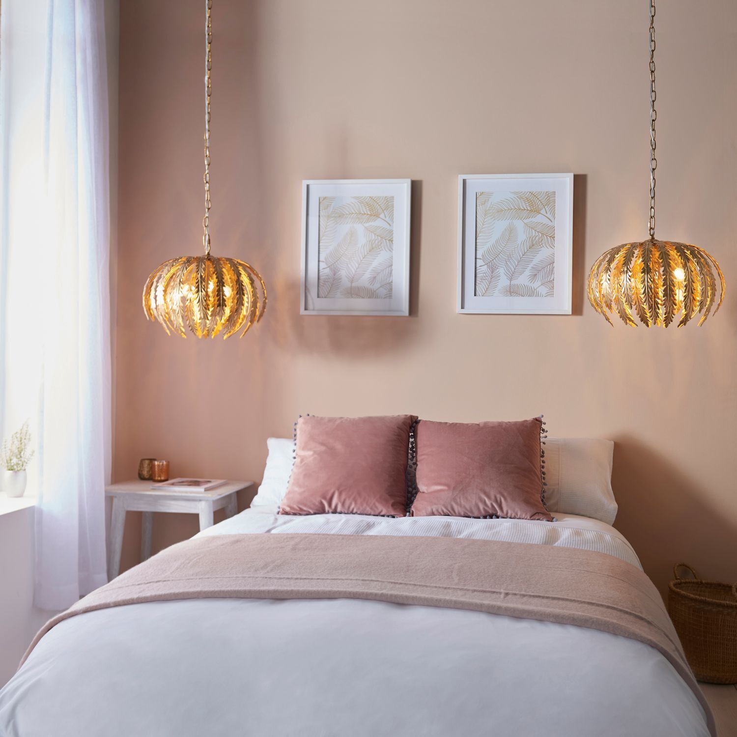 Lampe à suspendre métal Ø 45 cm rond feuille d'or 3x E14 Moderne Floral