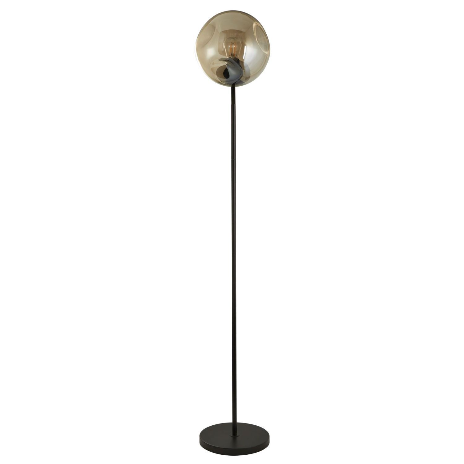Lampadaire Noir Champagne E27 150 cm Verre Métal