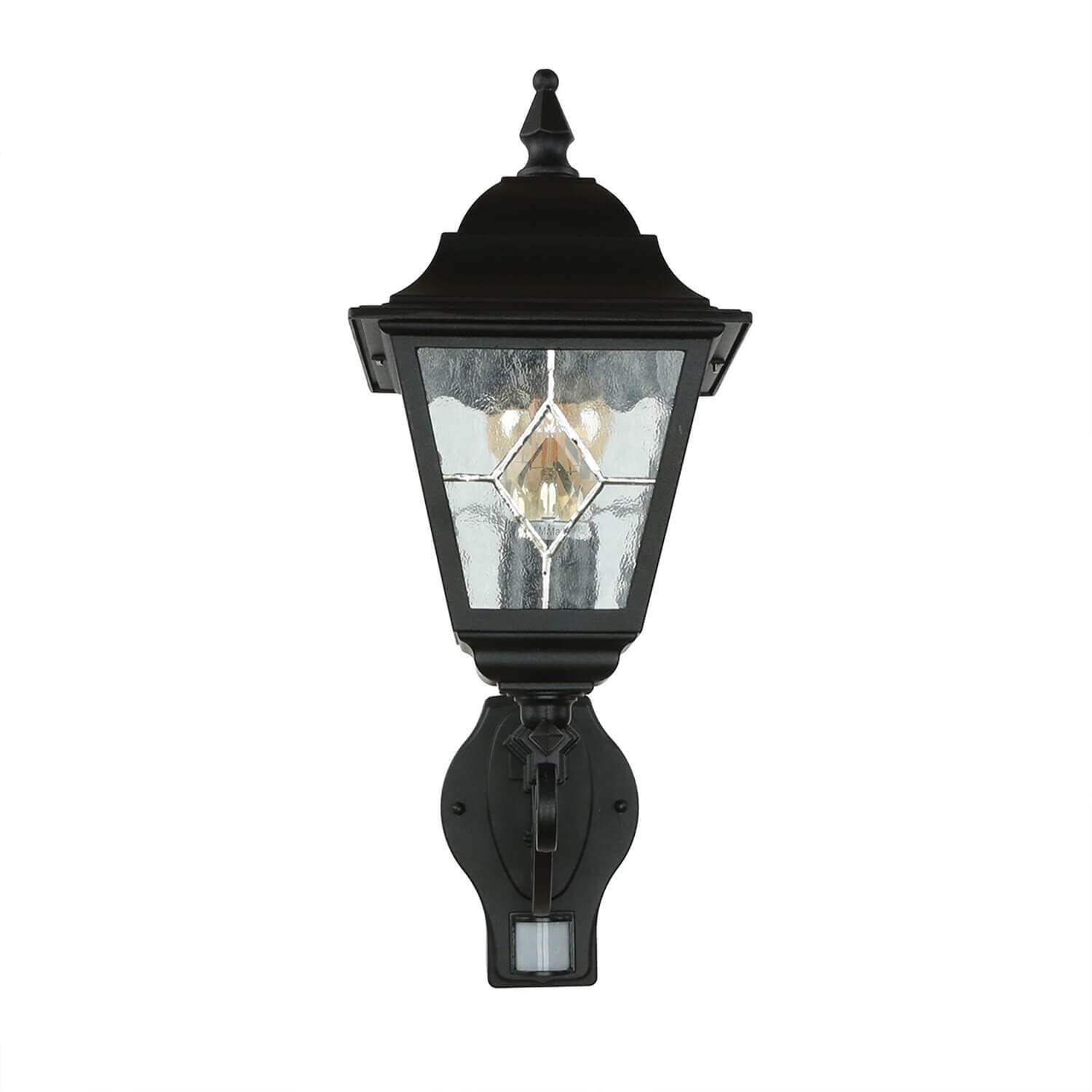 Lampe de cour noire avec détecteur de mouvement IP43 LEADWORTH Lampe