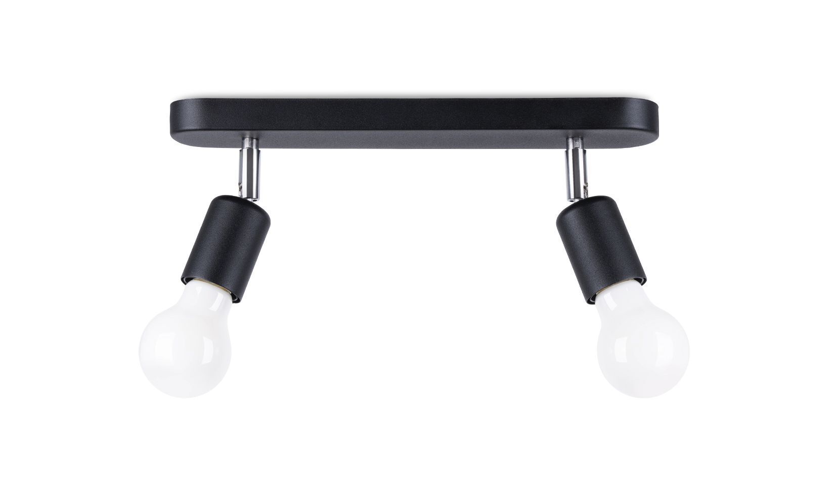 Plafonnier 2 flammes noir métal 33 cm long E27