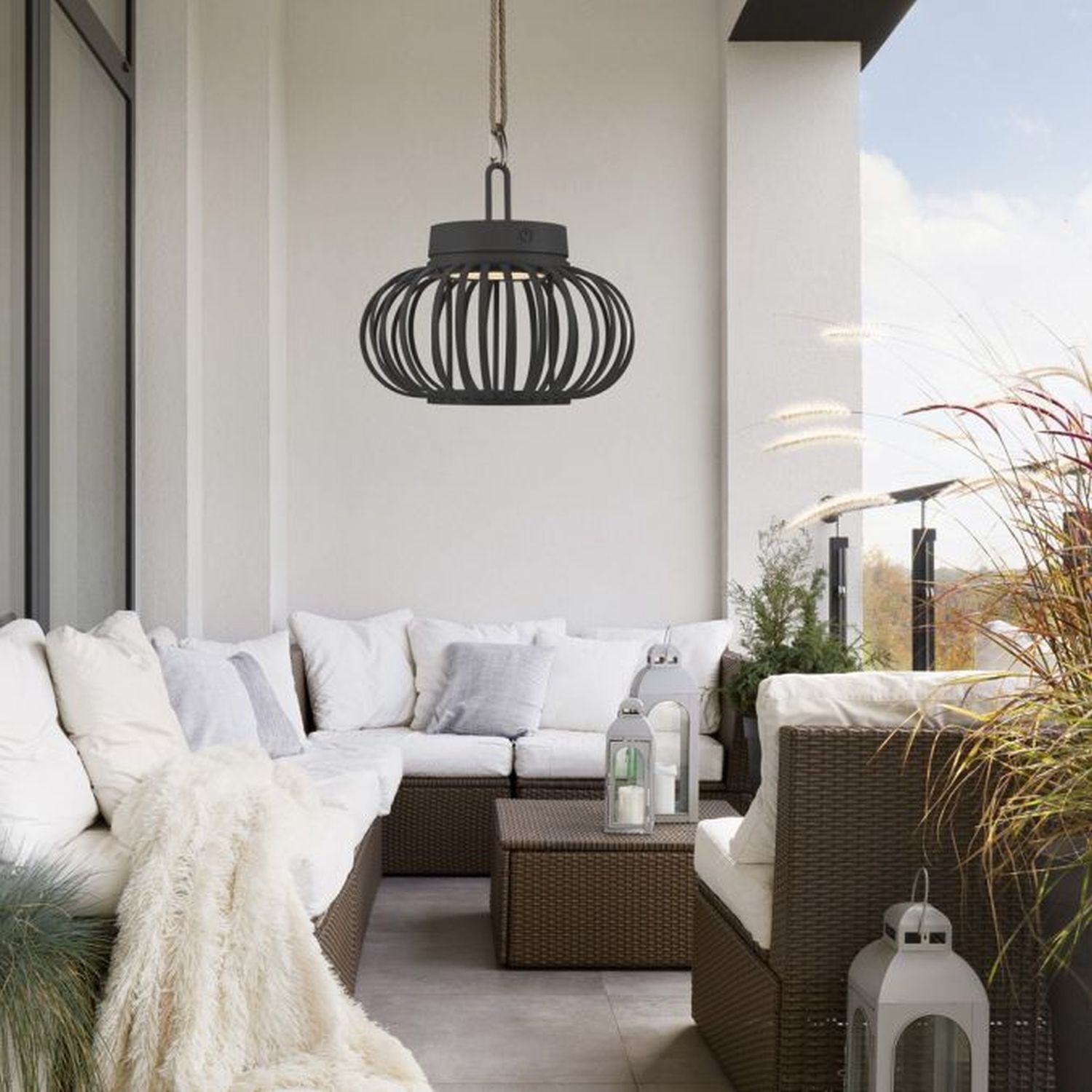 Lampe de table LED rechargeable à intensité variable 22 cm IP44 2 W noir Dekoration für Zuhause, Balkon, Gebäude, Wohnzimmer, Couch