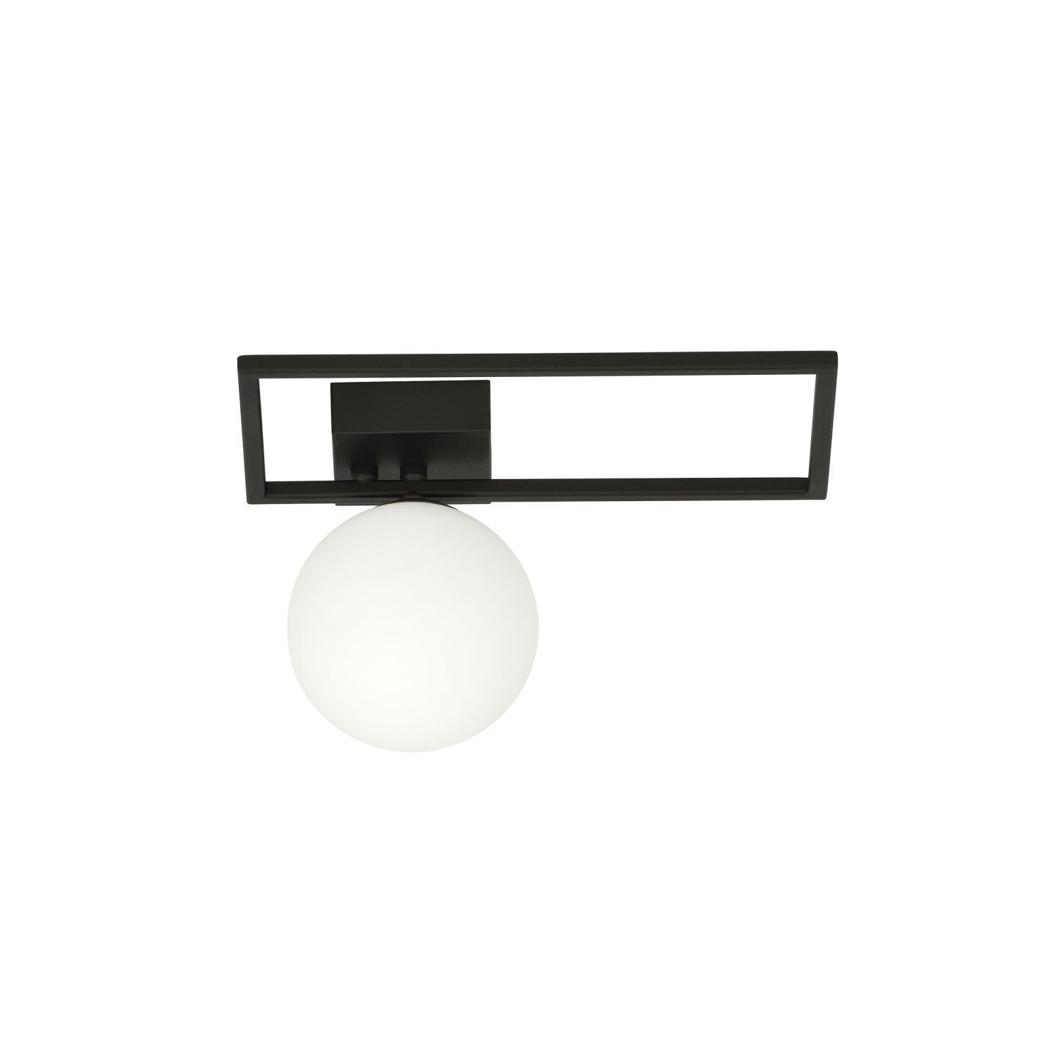 Plafonnier Noir Blanc E14 30 cm Abat-jour sphérique Verre Métal