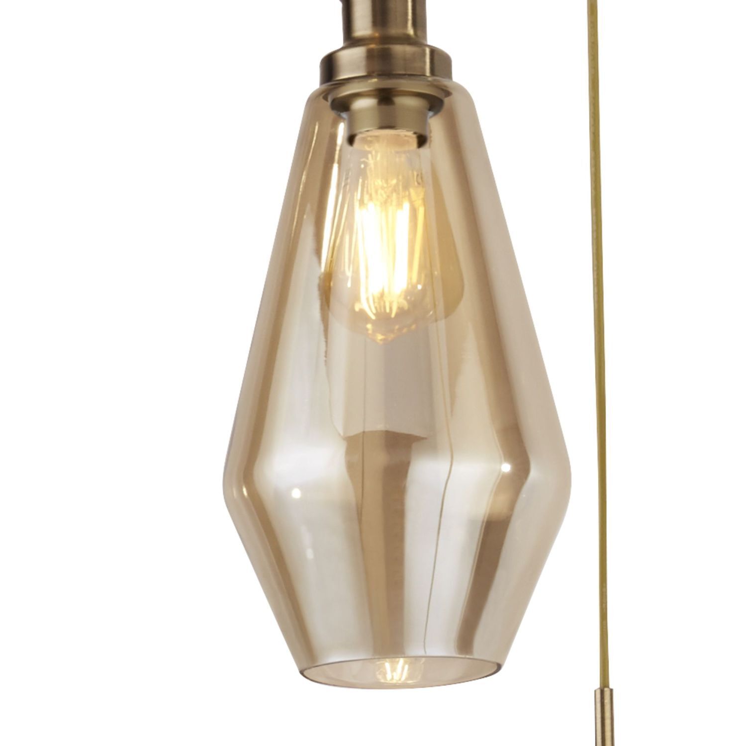 Lampe à suspendre 3 flammes E27 en laiton antique champagne