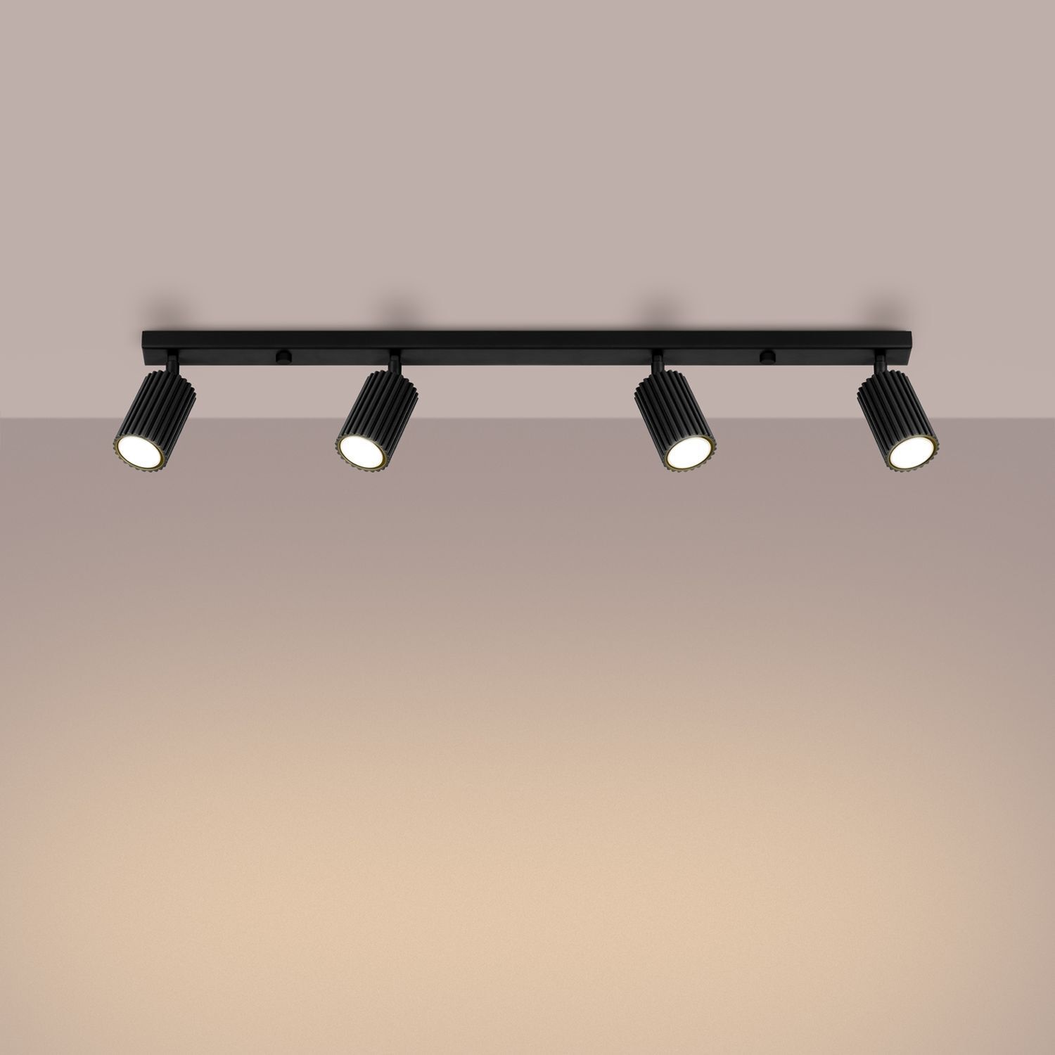 Plafonnier noir 4-flamme GU10 81 cm long Moderne