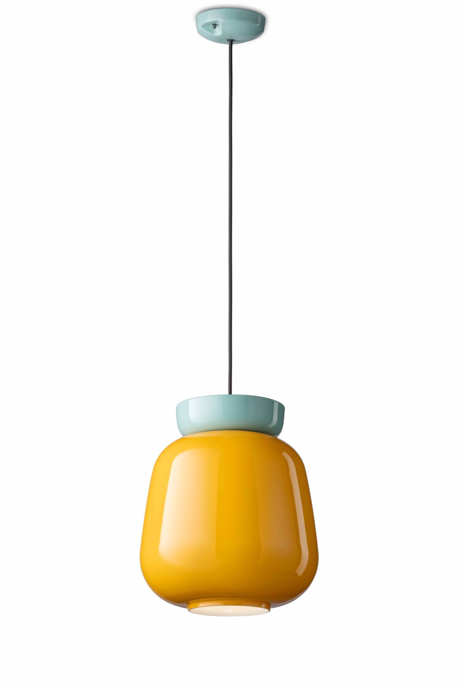 Lampe à suspendre céramique verre rond D : 29 cm H : max. 154 cm