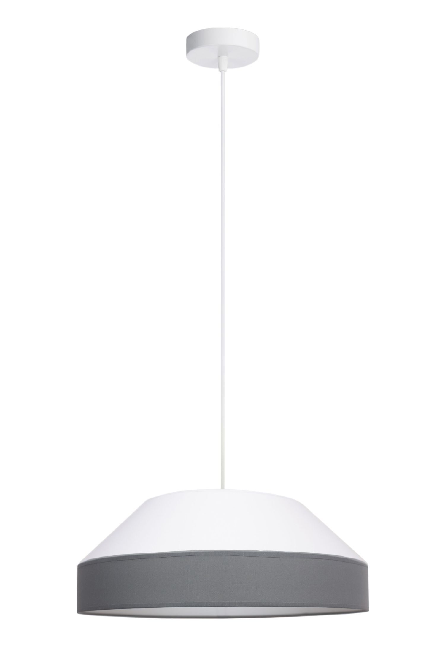 Lampe à suspendre ronde Tissu Blanc Gris E27 Ø45 cm faible éblouissement