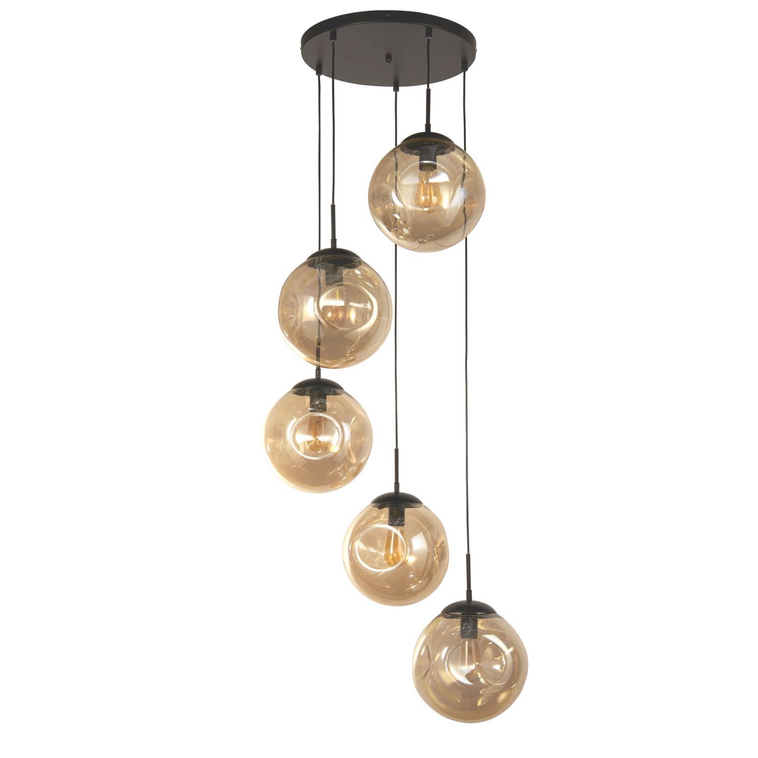 Lampe à suspendre 5 flammes E27 noir champagne