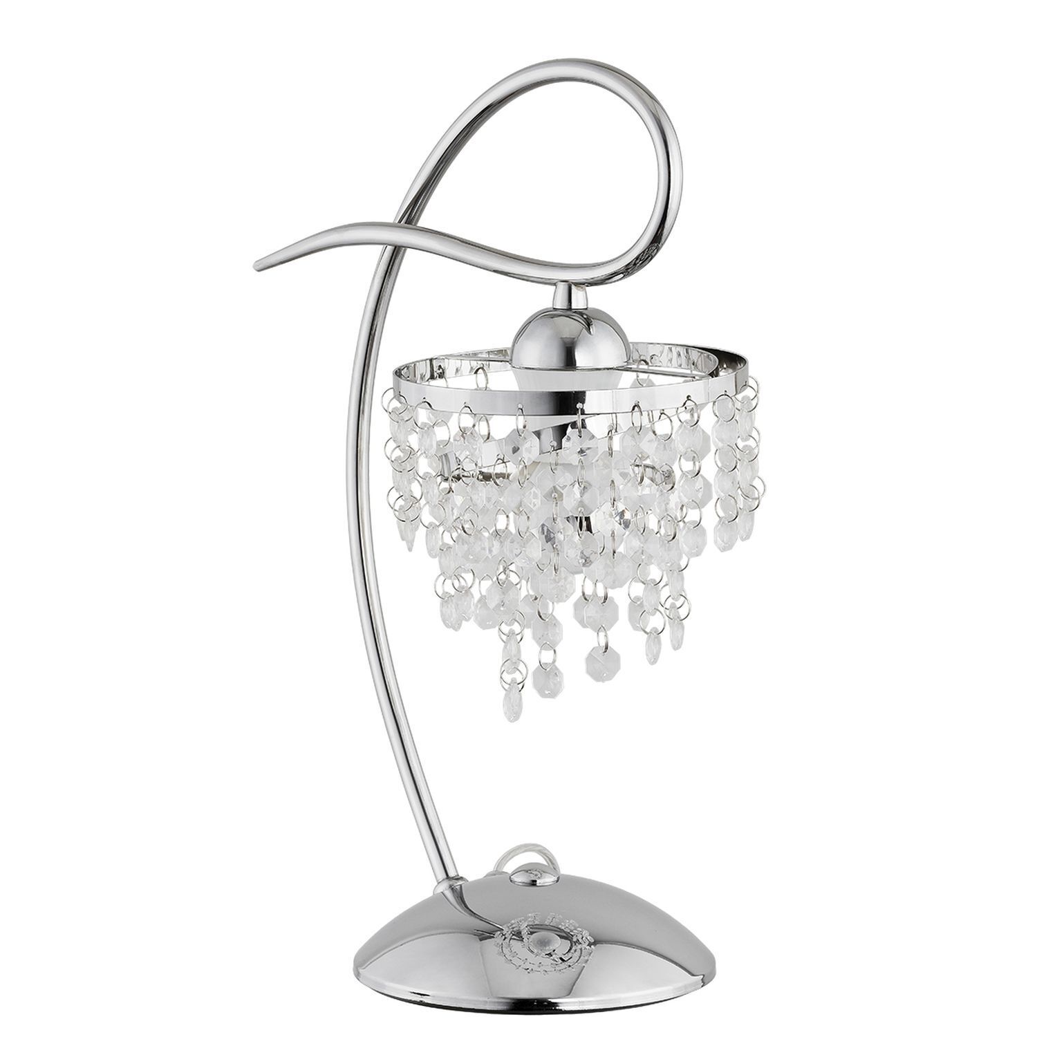Tischlampe Metall Kristall 37 cm E14 Chrom Modern