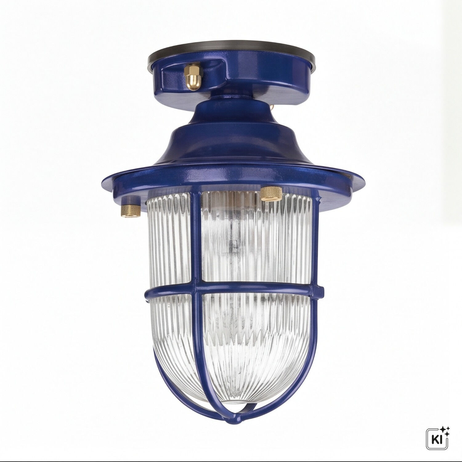 Industrie-Lampe, Außenleuchte, Gitterlampe, Blaue Leuchte, Verschraubungssensor