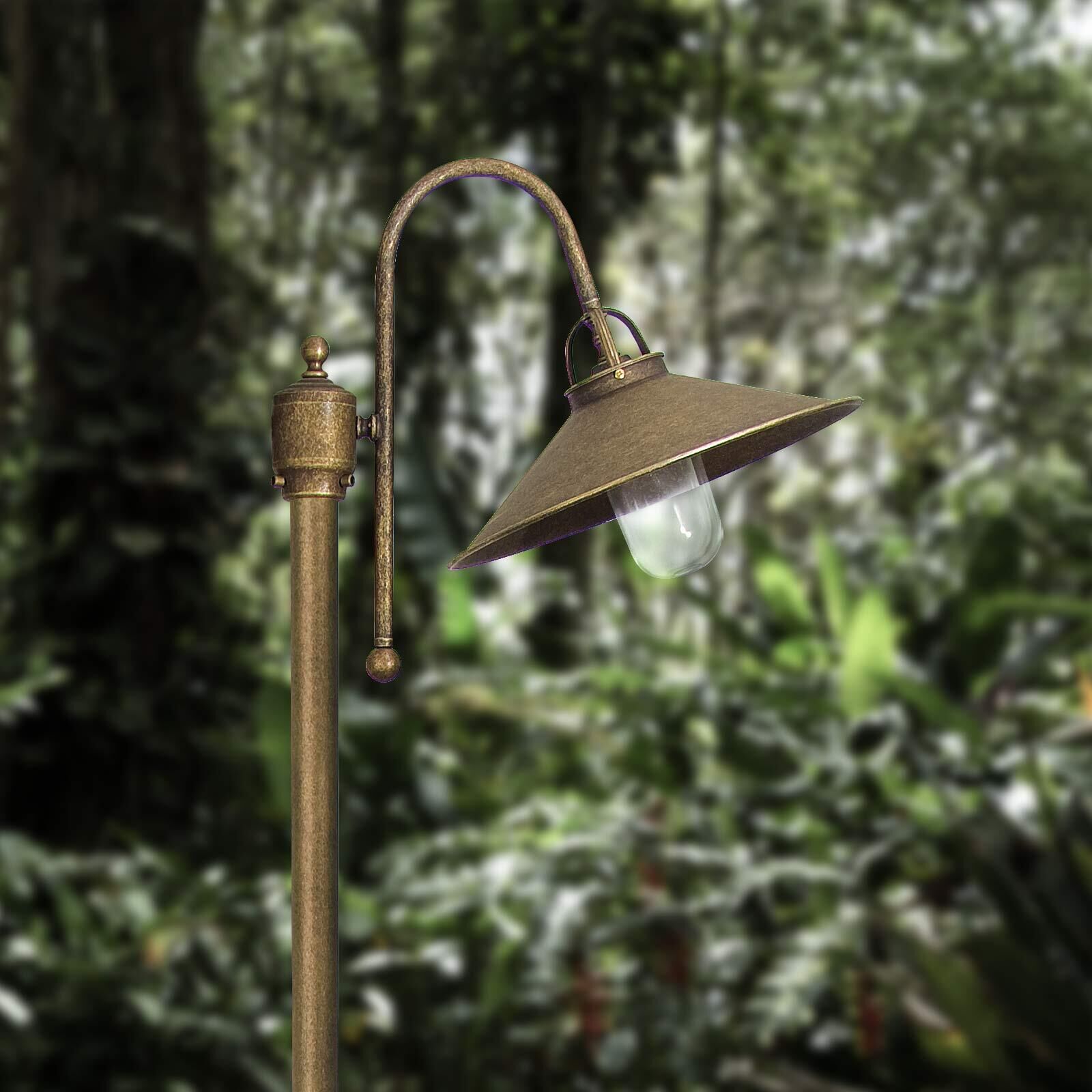 Lampe d'allée maritime laiton verre IP44 210 cm de haut E27