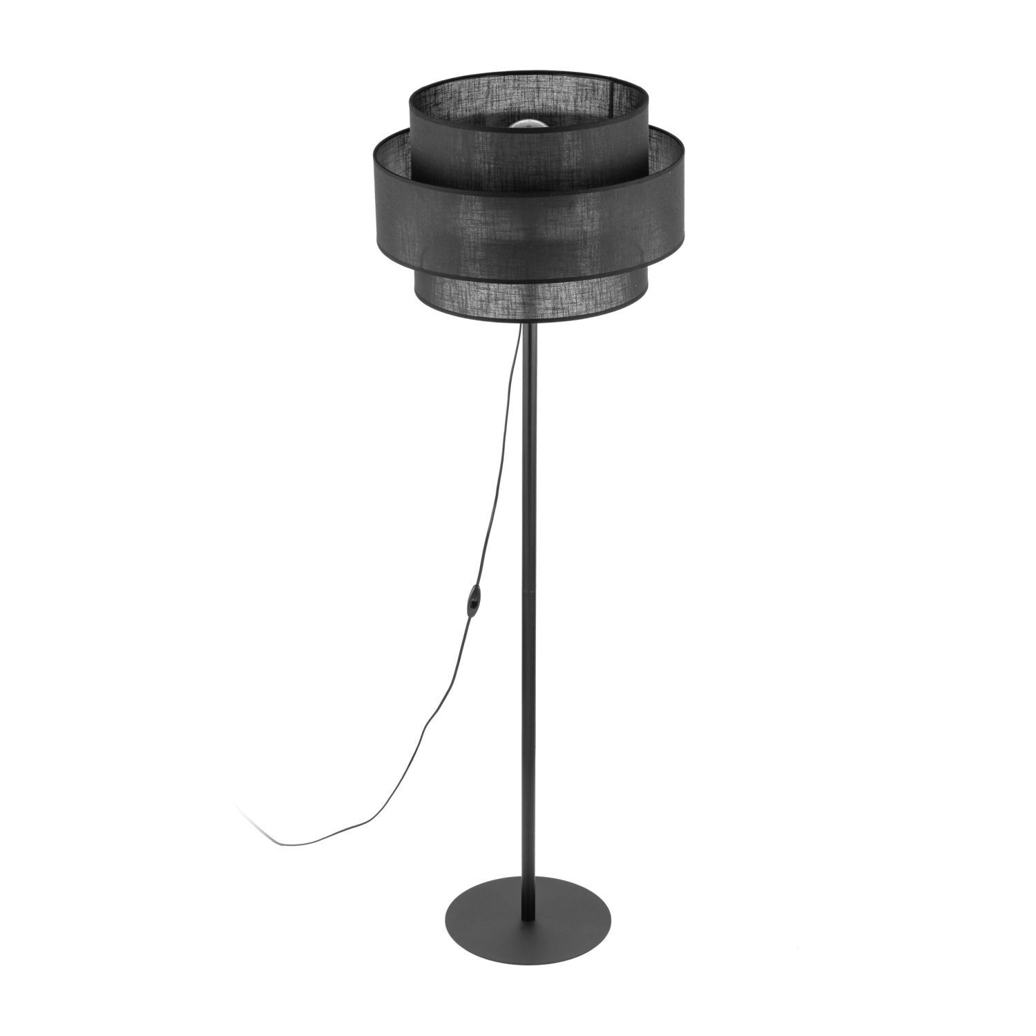 Lampadaire Noir 155 cm E27 Tissu Métal Ø 50 cm Lampe, Mobiliar