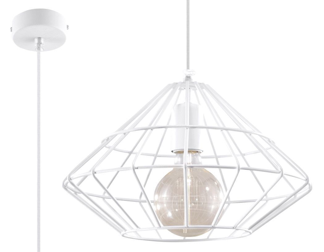 Lampe à suspendre Blanc Métal Fil Rétro Géométrique E27