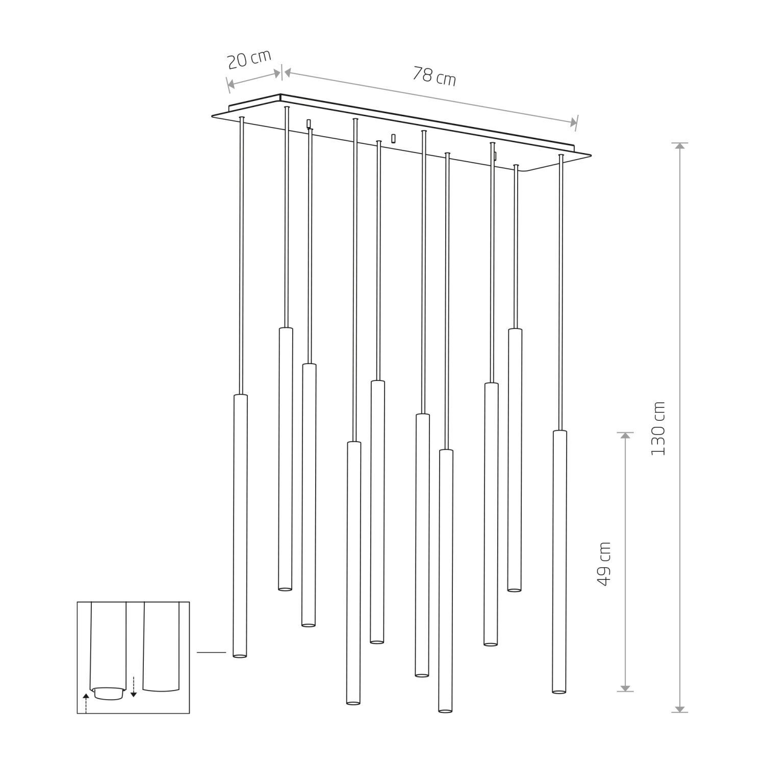 Lampe à suspendre table à manger 10 flammes G9 Métal Moderne réglable Tor