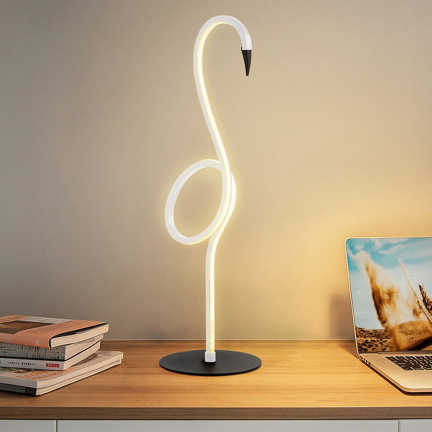 Lampe de table décorative LED Flamingo 50 cm Blanc Métal 3000 K