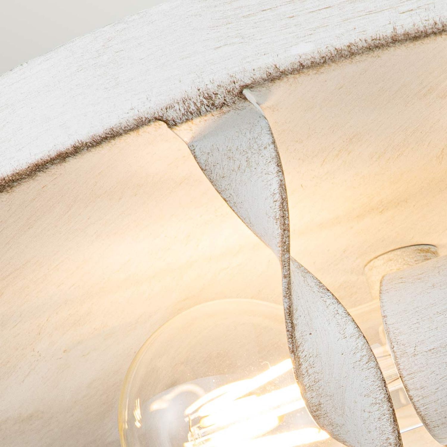 Lampe de plafonnier style rustique D : 33 cm rond Shabby blanc antique Holz, Sperrholz, Innenarchitektur, Lampe, Beleuchtung