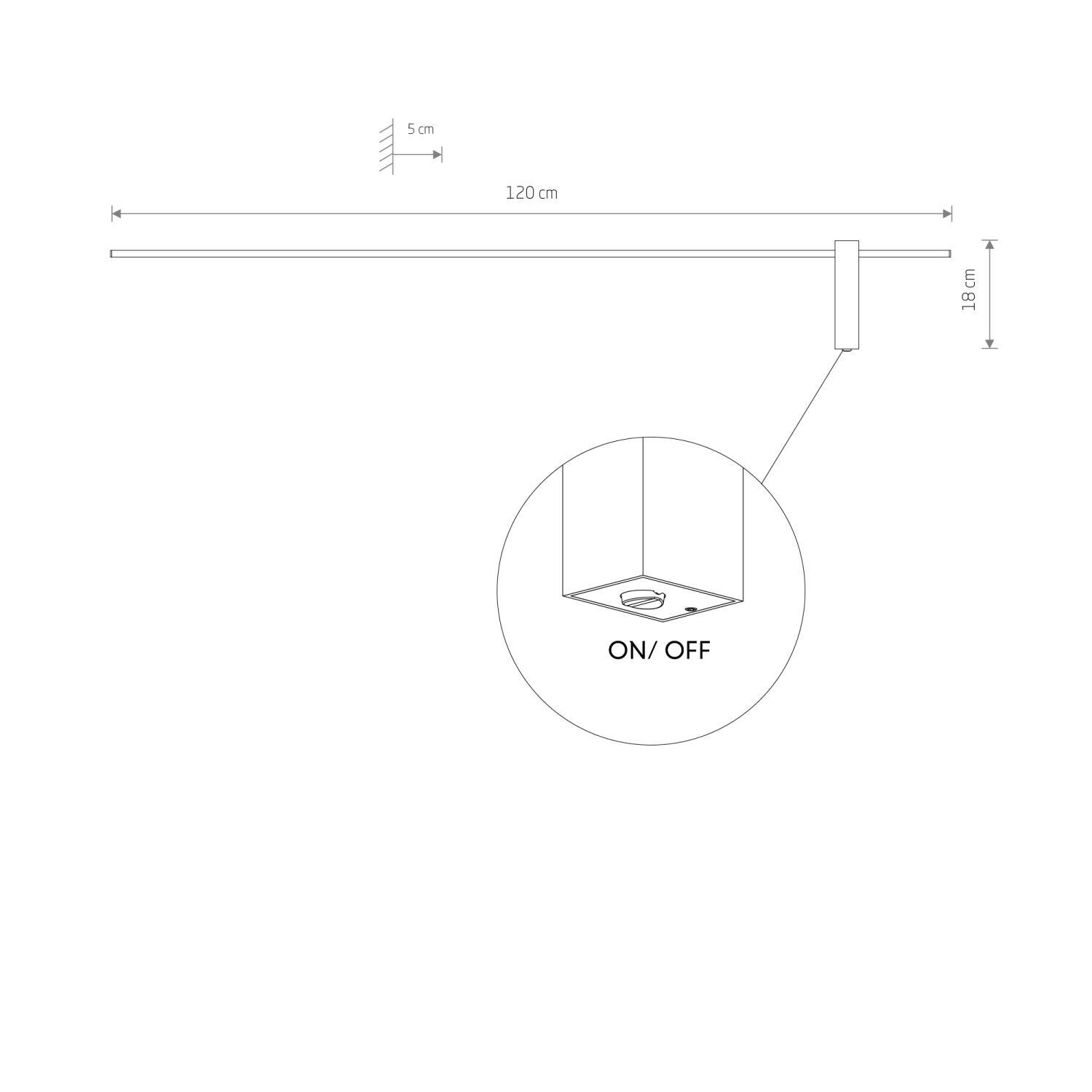 Applique LED indirecte 120 cm de long Noir 4000 K