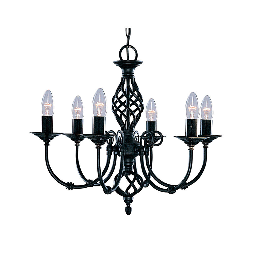 Lustre noir Art Nouveau 6-flmg.