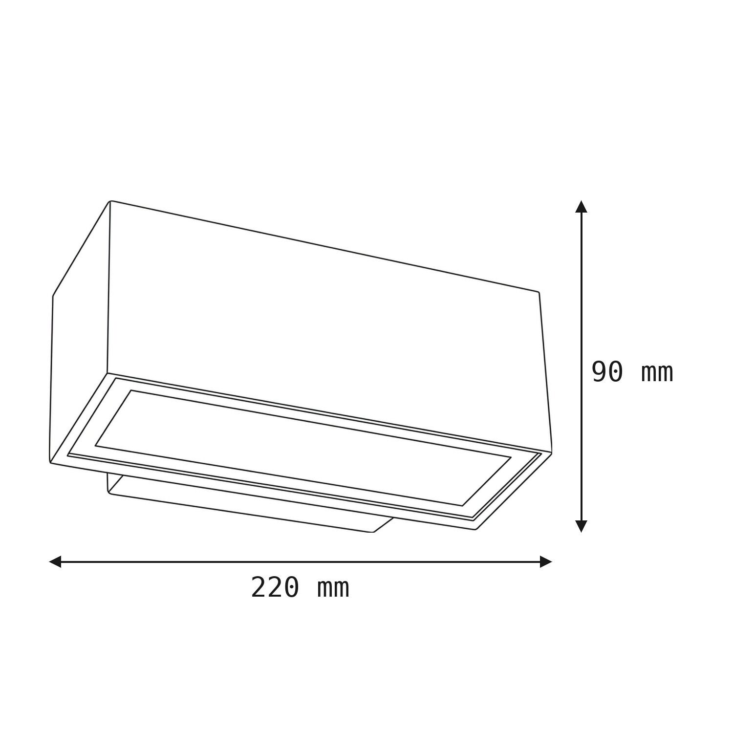 Beleuchtung, Wandleuchte, Rechteckig, 90 mm, 220 mm