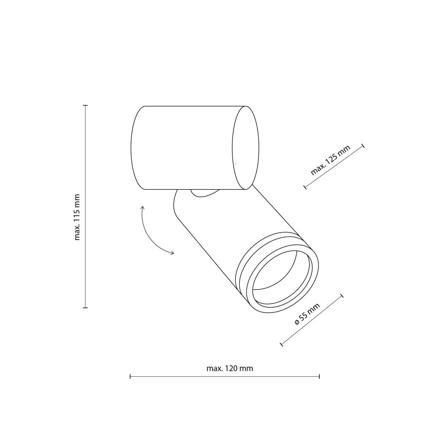 Applique murale Blanc Métal ajustable H : max. 13,5 cm GU10