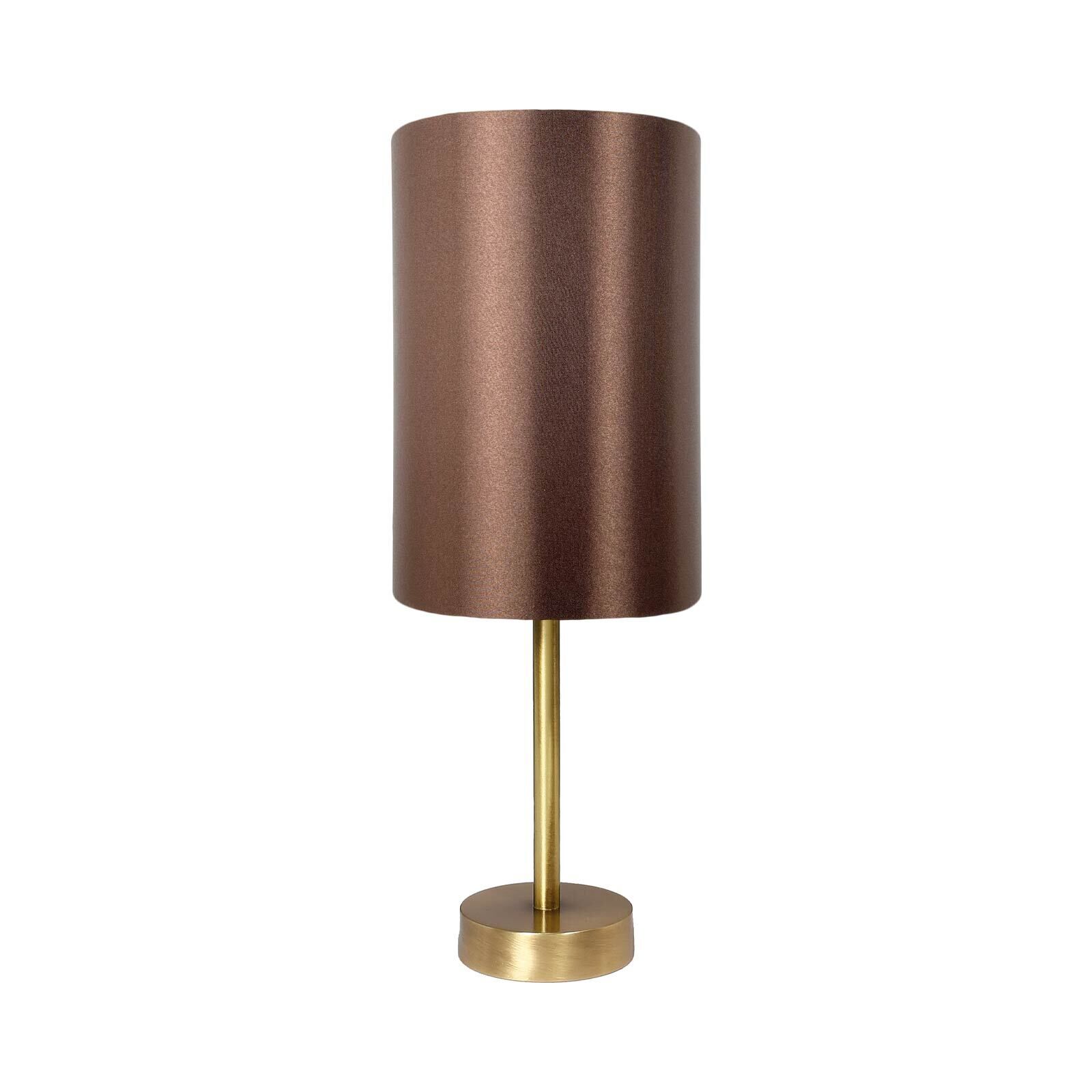 Lampe de table laiton tissu H : 38,5 cm E27 en bronze brun