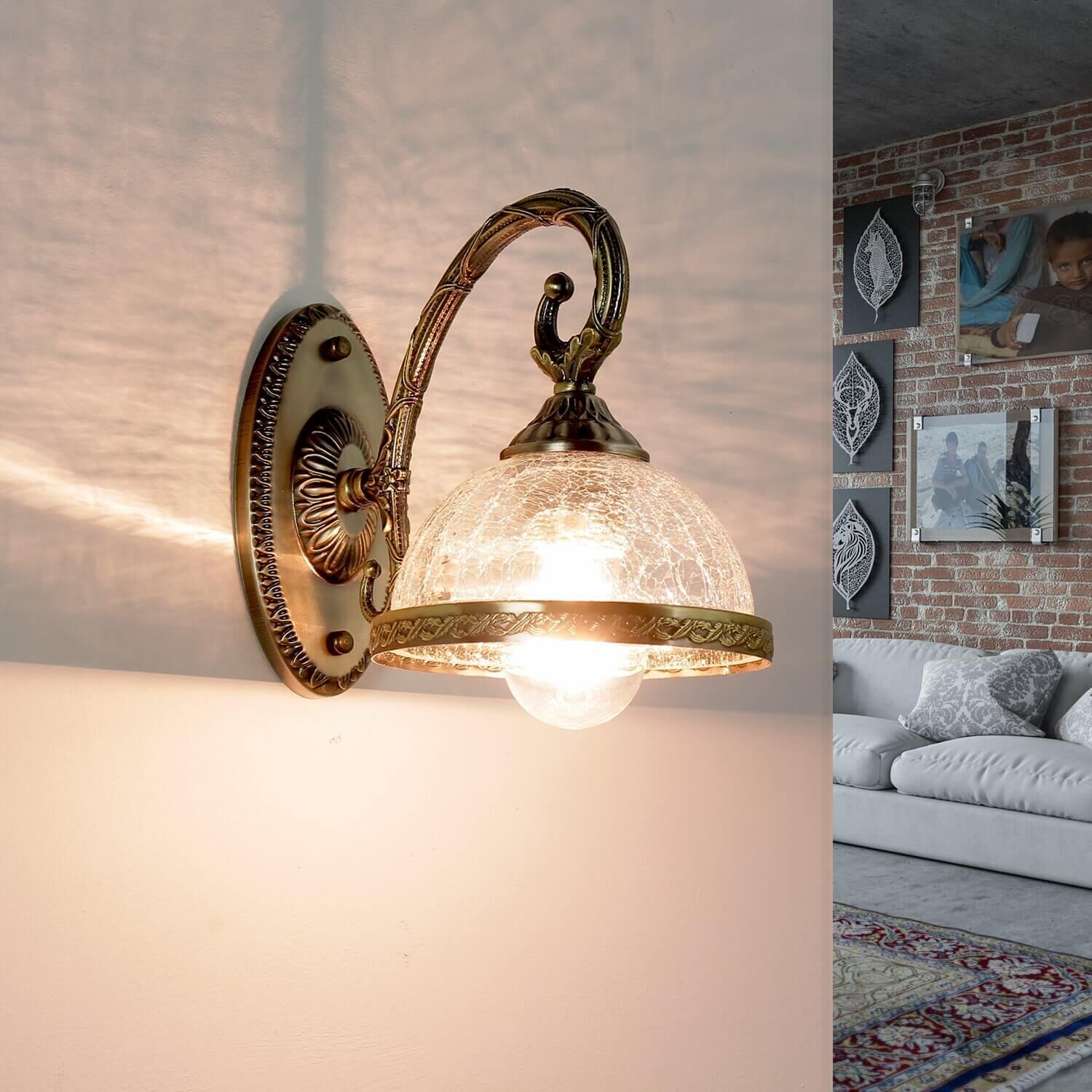 Wandlampe Metall Glas Jugendstil elegant CHARLES Leuchte, Lampe