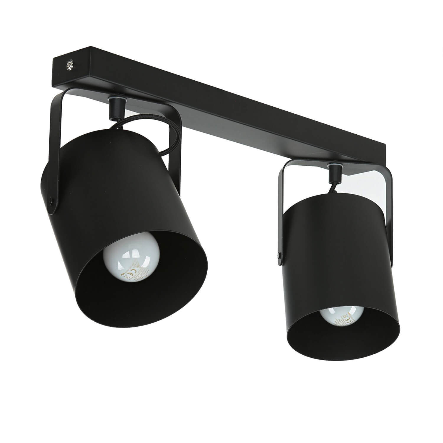 Spot de plafond noir 2 flmg E27