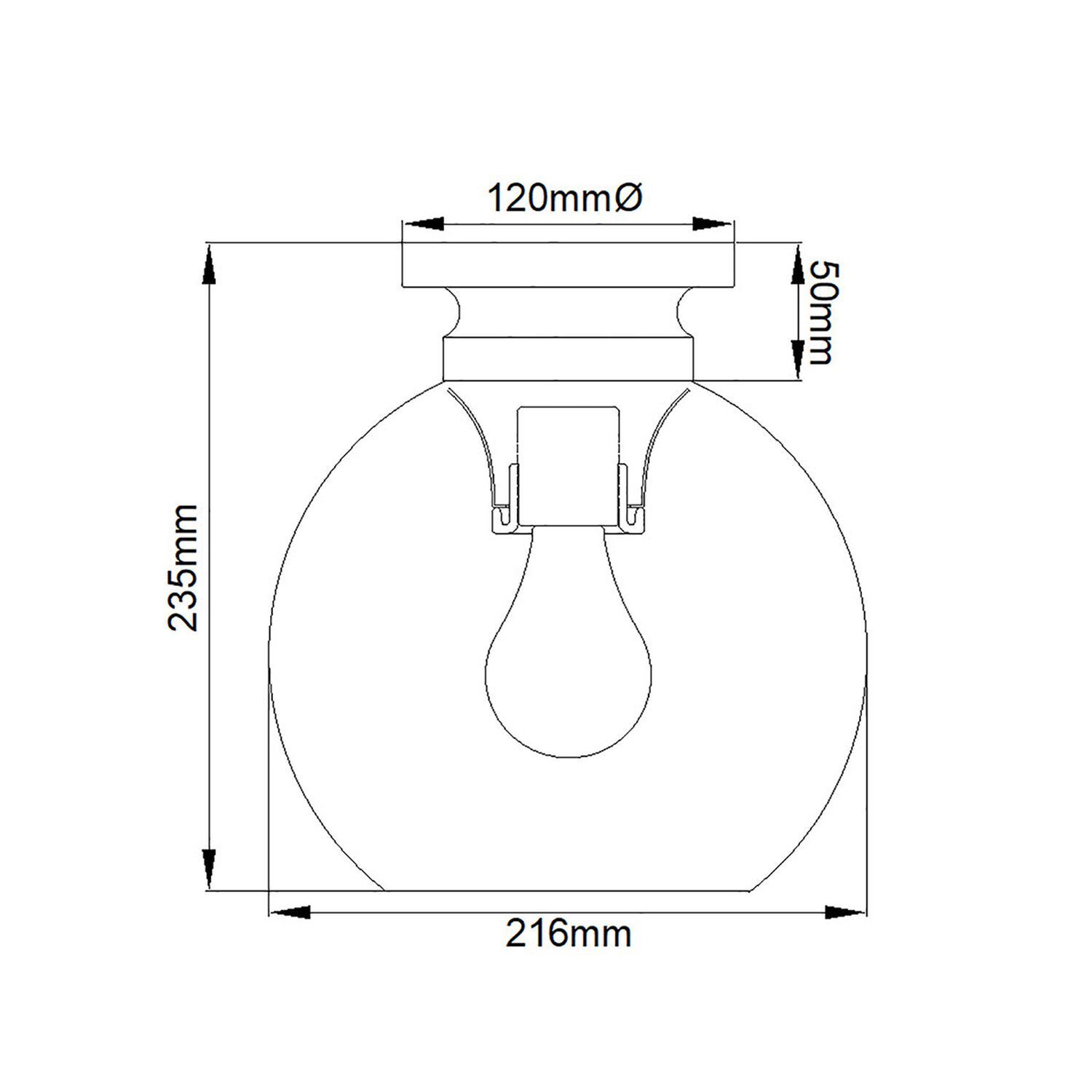Lampe de plafonnier verre sphère abat-jour Ø 21,6 cm en laiton bruni