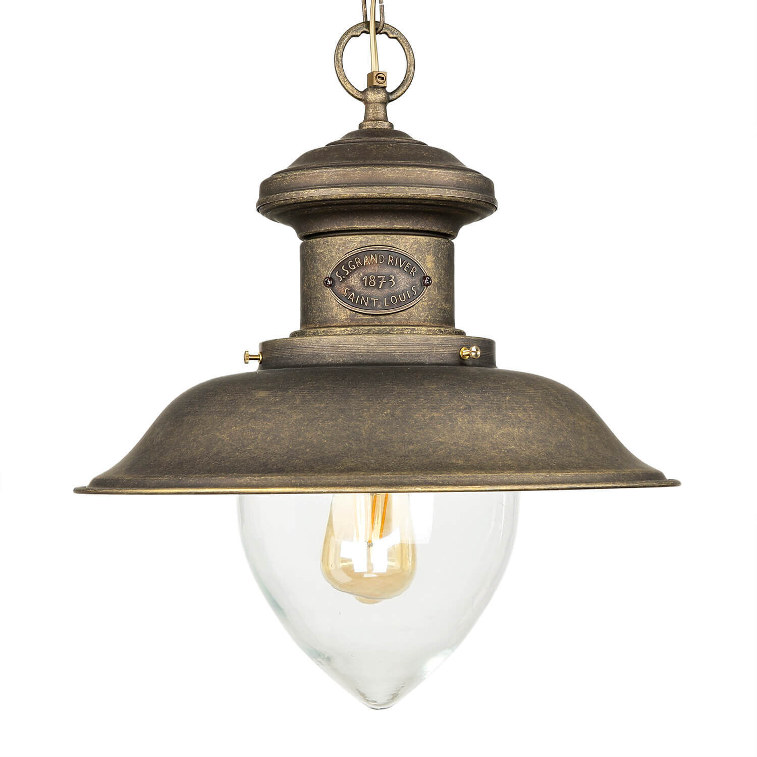 Lampe à suspendre laiton antique en laiton véritable Al Mare