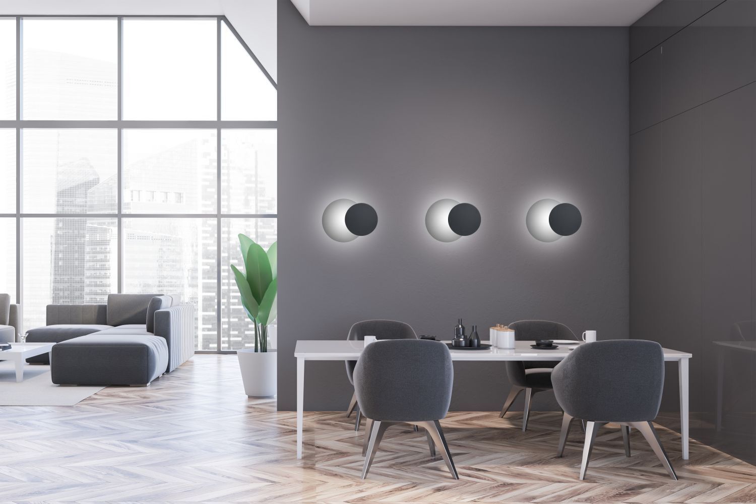 Applique murale noire ronde G9 éclairage indirect