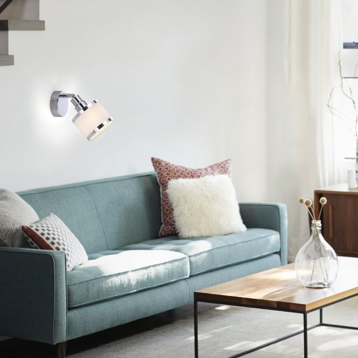 Flexibler Wandstrahler Chrom Metall E14 blendarm Couch, Kissen, Dekoration für Zuhause, Lampe