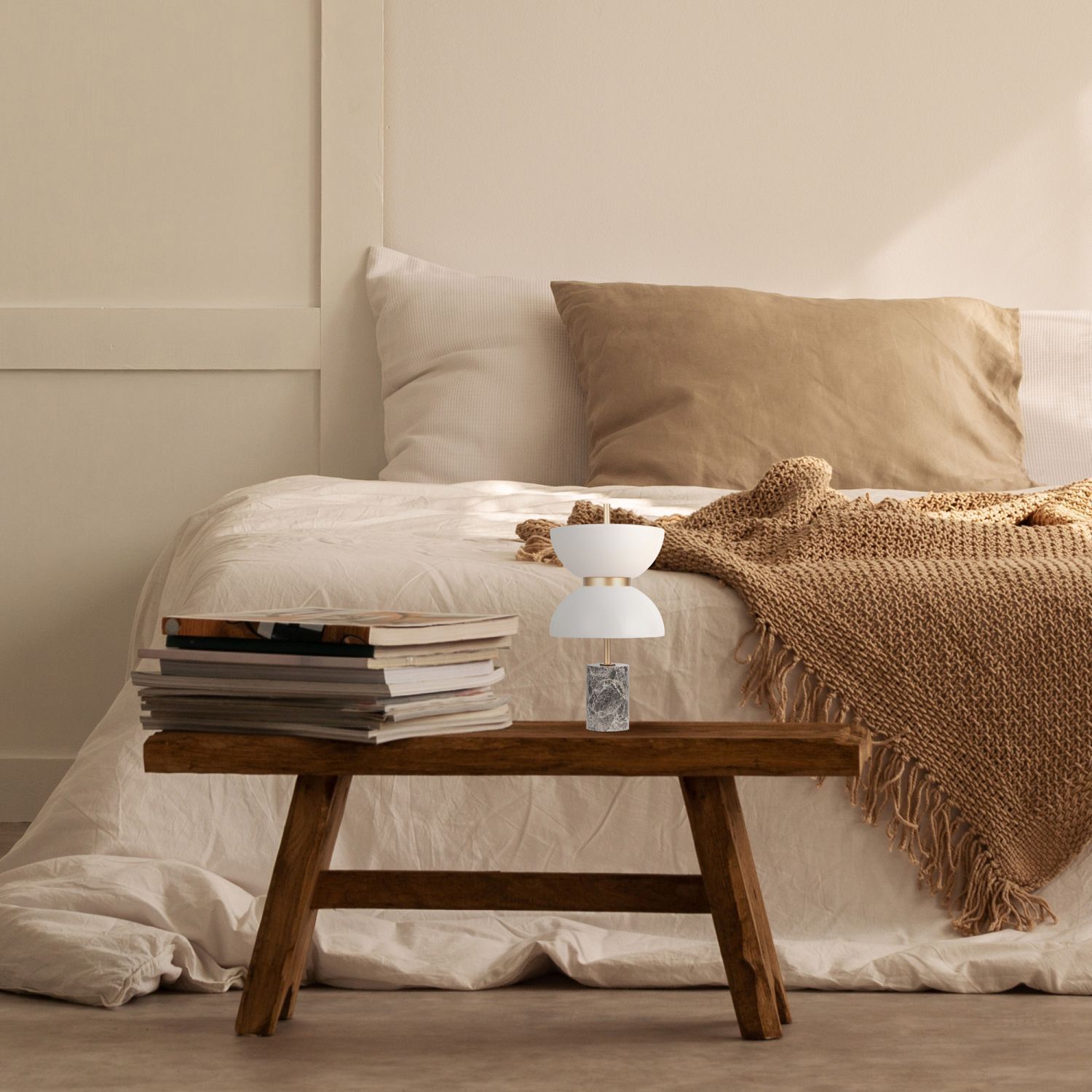 Lampe de table LED métal verre hauteur 46 cm ronde 500 lm MARIA Kissen, Dekoration für Zuhause, Mobiliar, Innenarchitektur