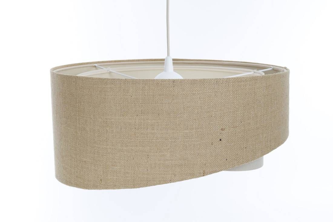 Suspension Tissu Naturel Crème E27 ronde D : 60 cm Boho Lampe, Lampenschirm, Zubehör, Tasche, Handtasche