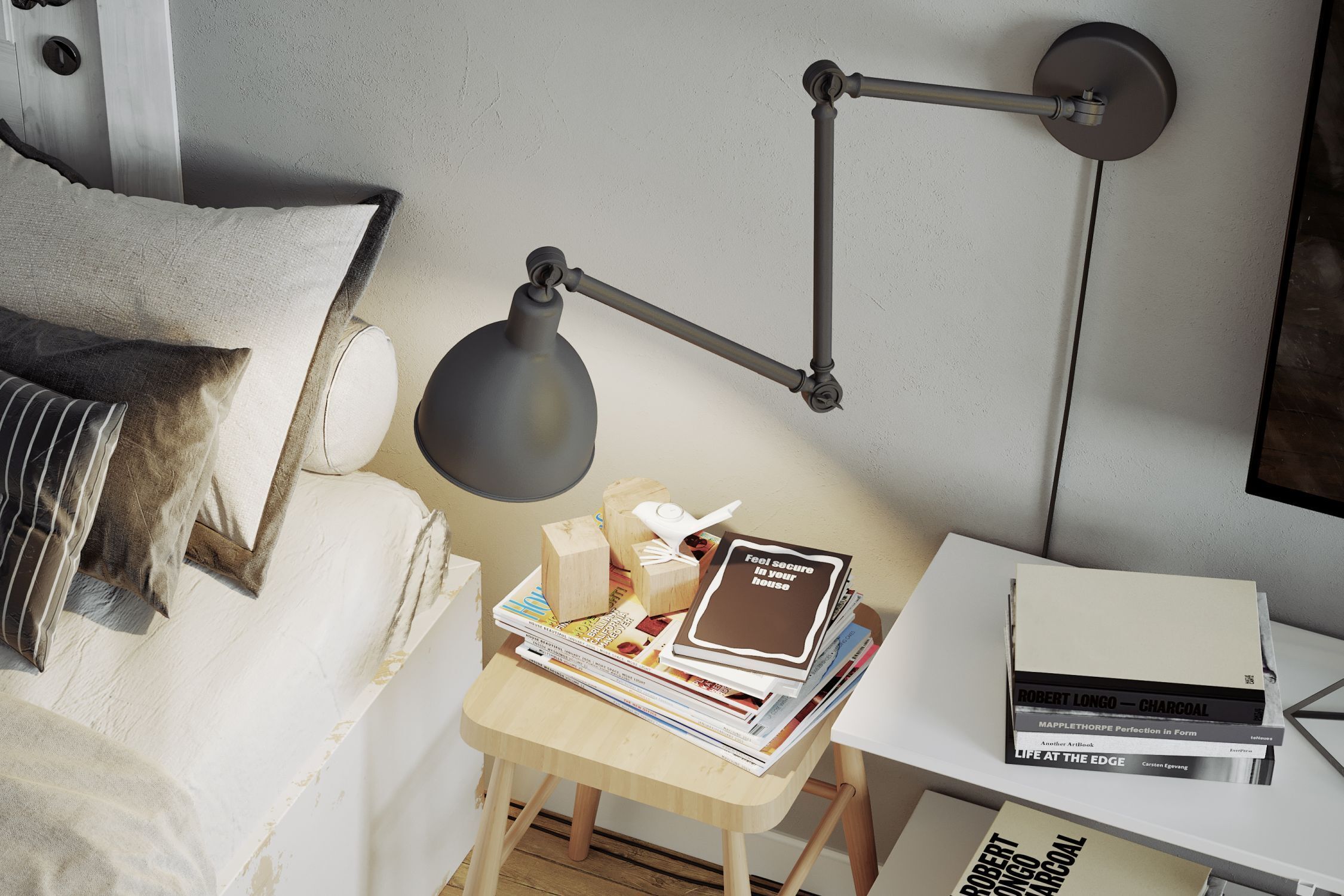 wandlampe, Schreibtischlampe, Bettzimmerdekor, Lesestil, Nachttischsetup