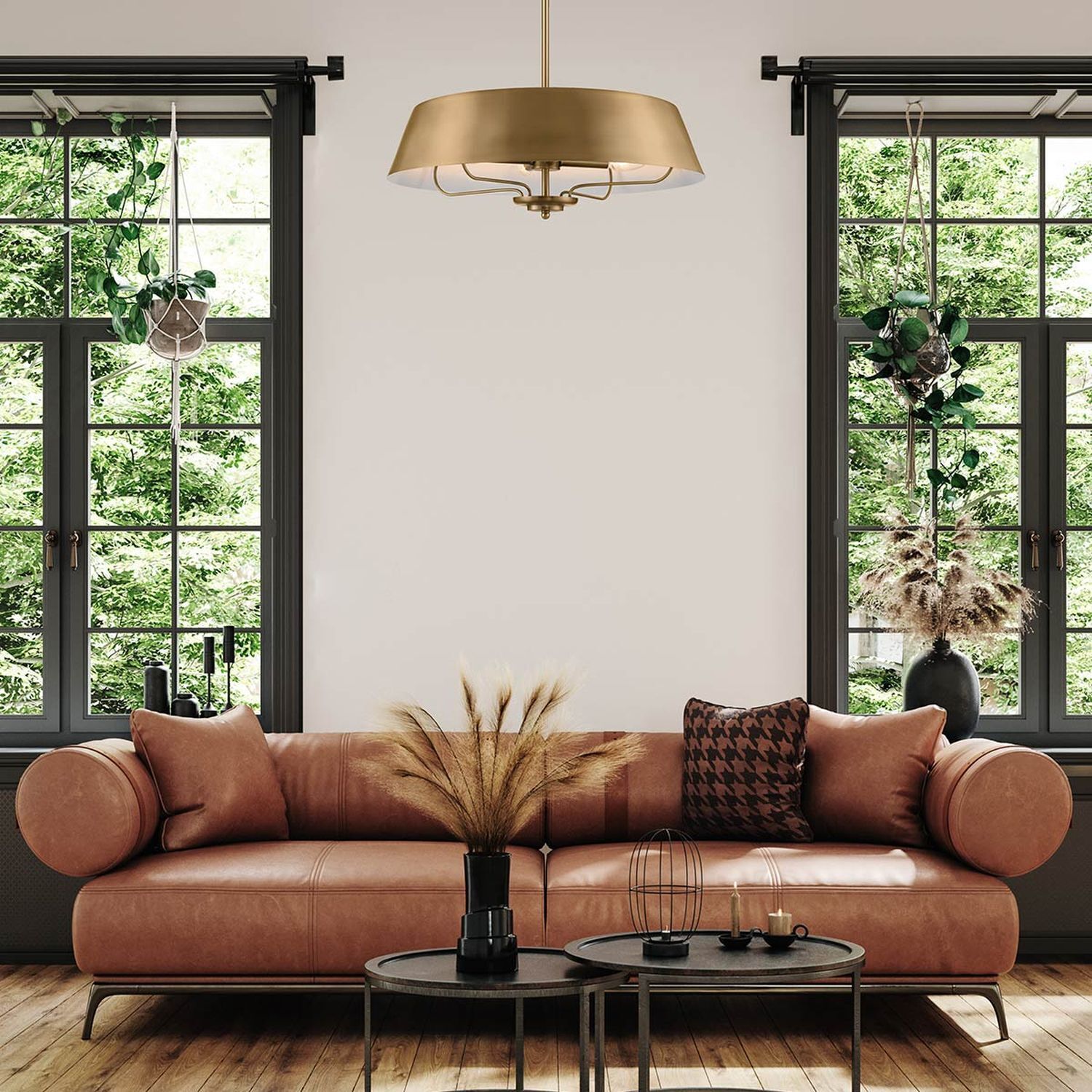 Plafonnier rond 4x E14 réglable en hauteur en laiton TILLY