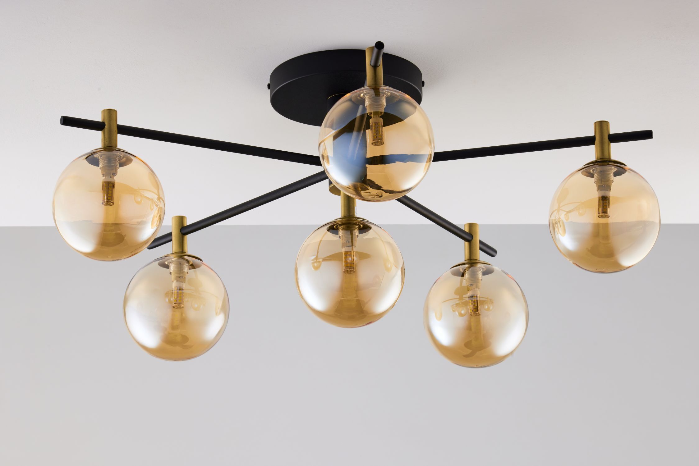 Plafonnier verre ambre métal G9 6 flammes Leuchte, Kronleuchter, Lampe