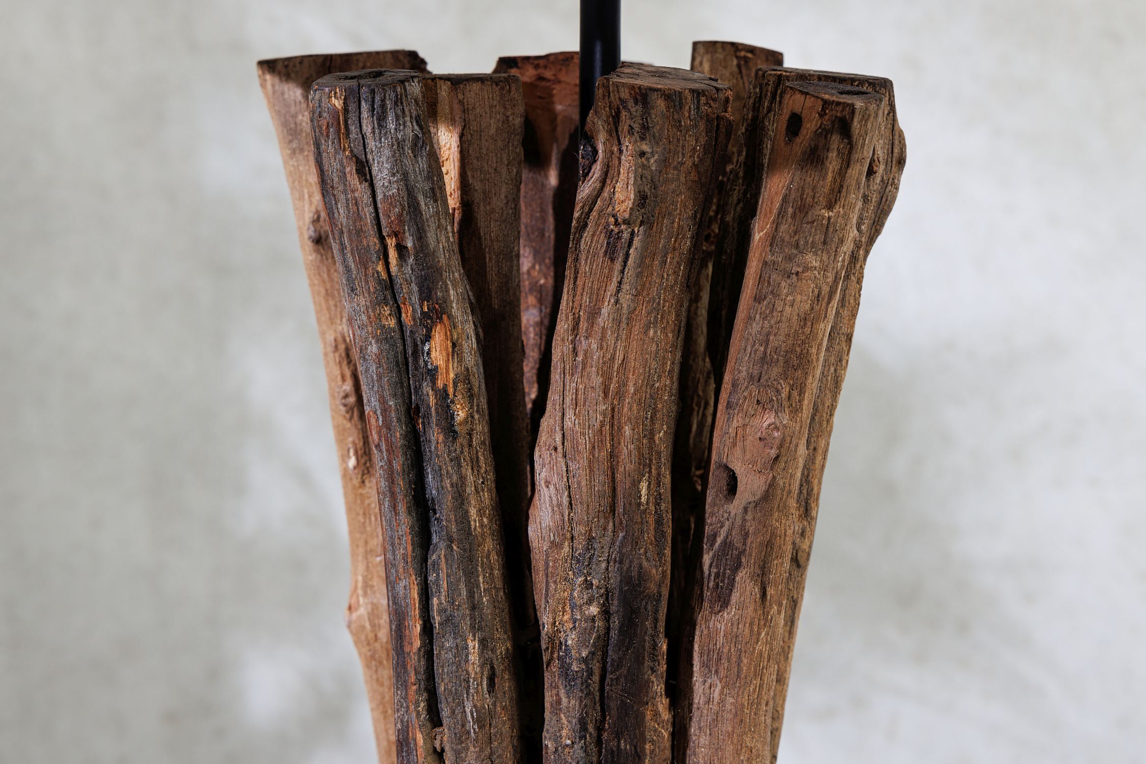 Tischleuchte Holz Stoff Weiß 58 cm groß E27 blendarm Holz, Pflanze, Baum