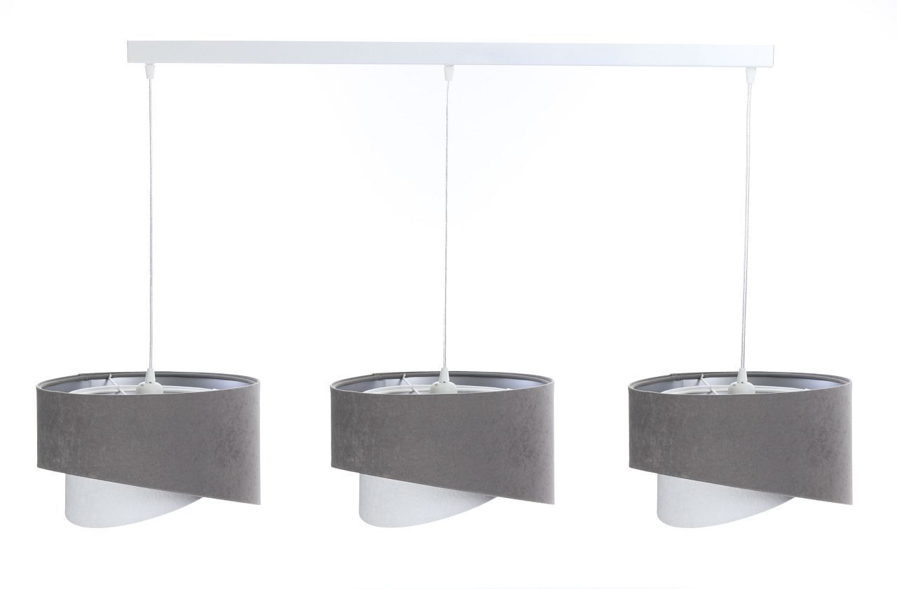 Suspension Blanc Gris Argent E27 Tissu 3-flamme réglable